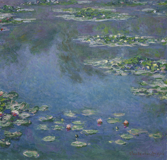 Water Lilies by Monet in spring showing reflections and seasonal color
