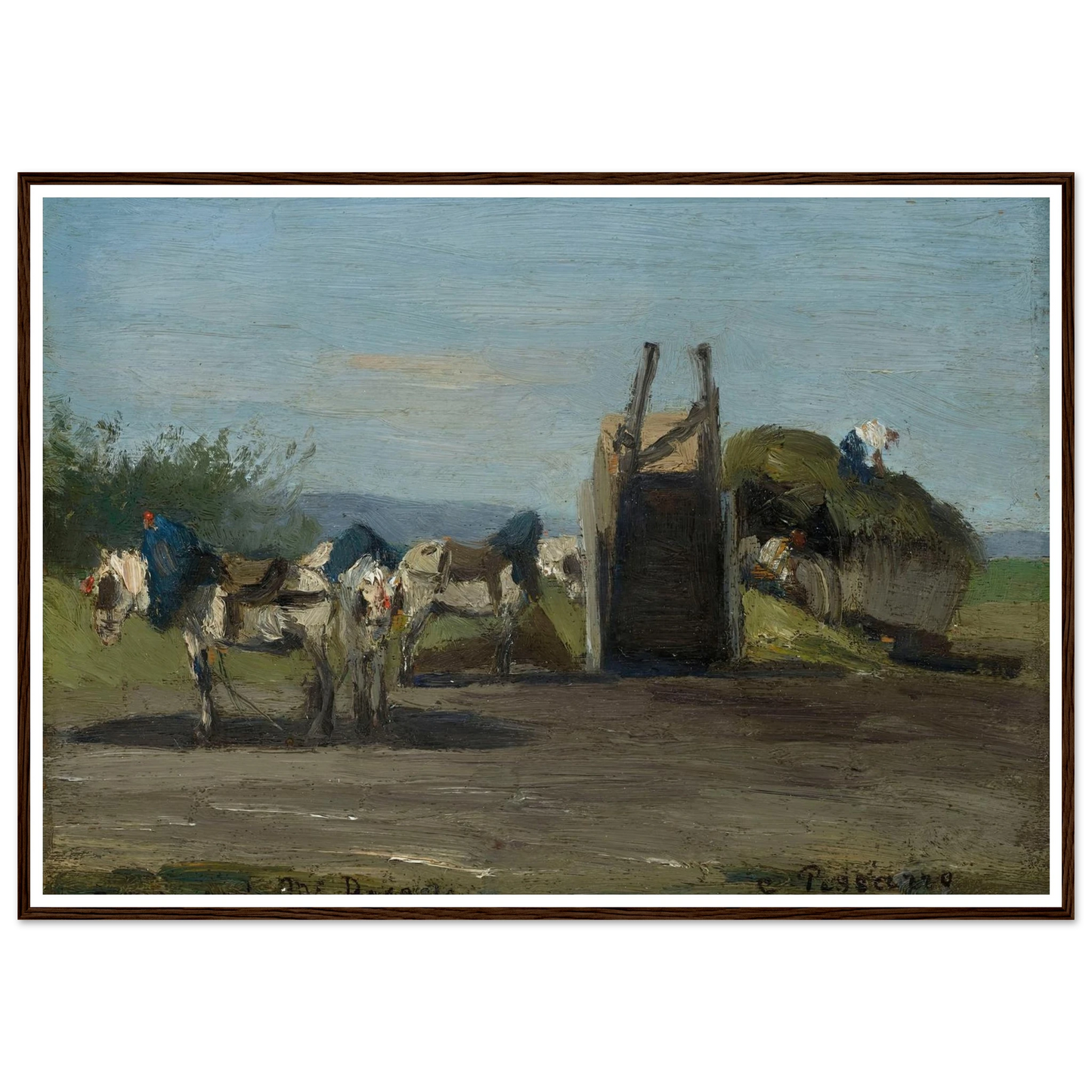 Chevaux blancs et charrettes (1862) Art Print | Camille Pissarro-Quipham Collections