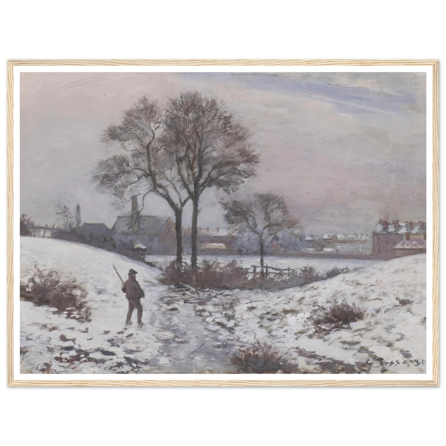 Chasseur en hiver, paysage à Norwood (1870) Art Print | Camille Pissarro-Quipham Collections