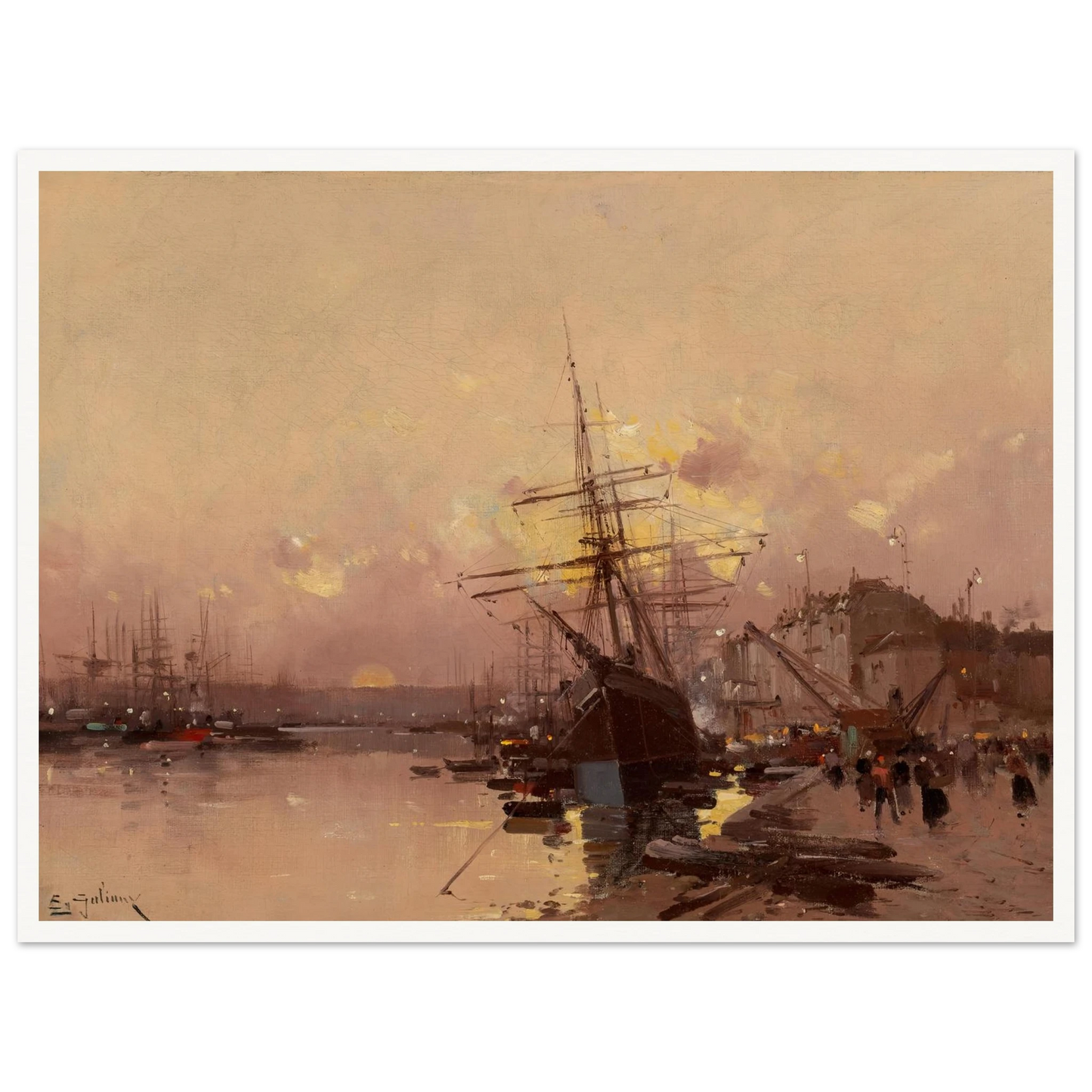 Port Breton au crépuscule Art Print | Eugene Galien Laloue-Quipham Collections
