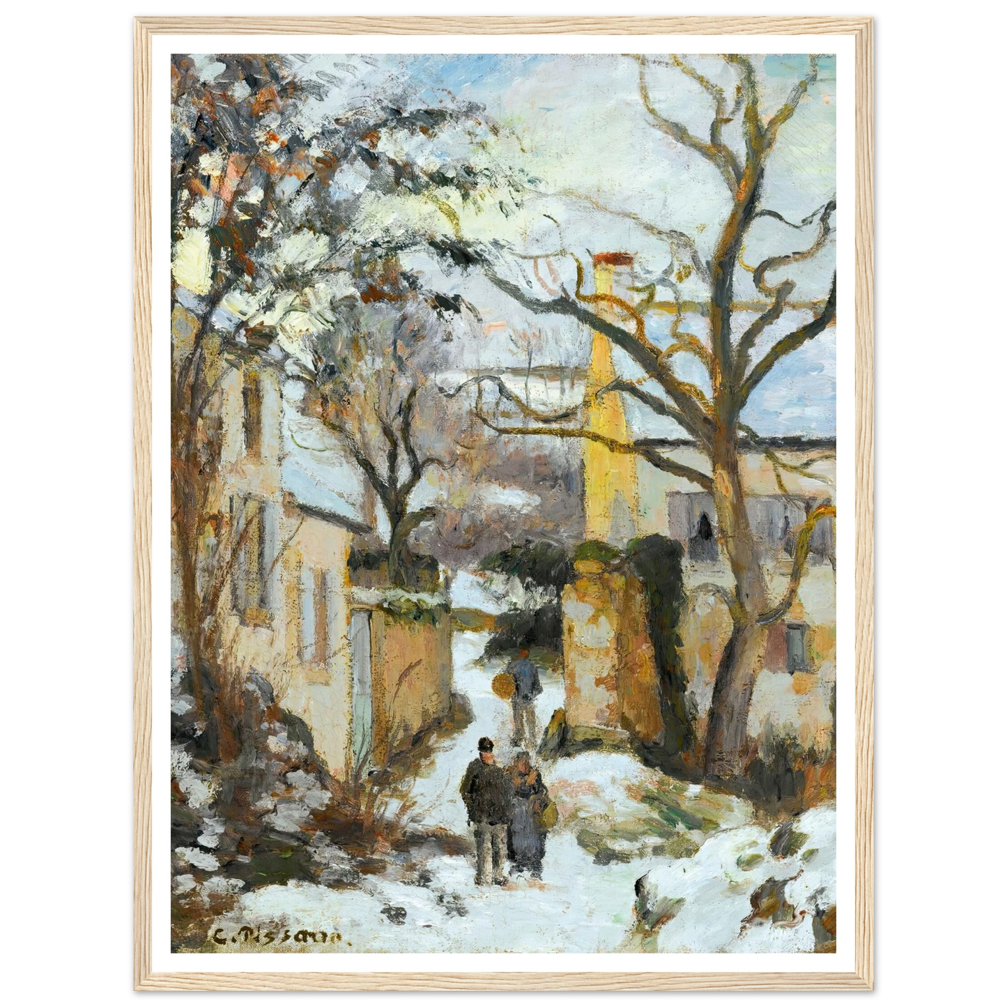 La Maison Rondest Sous La Neige, Pontoise Or Chemin De L’hermitage, Pontoise, Sous La Neige (circa 1875) Art Print | Camille Pissarro-Quipham Collections