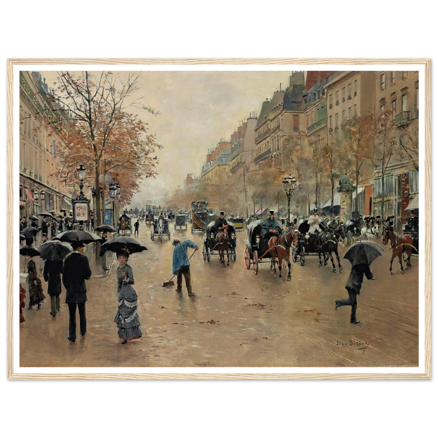 Boulevard Poissonnière en automne Art Print | Jean Beraud-Quipham Collections
