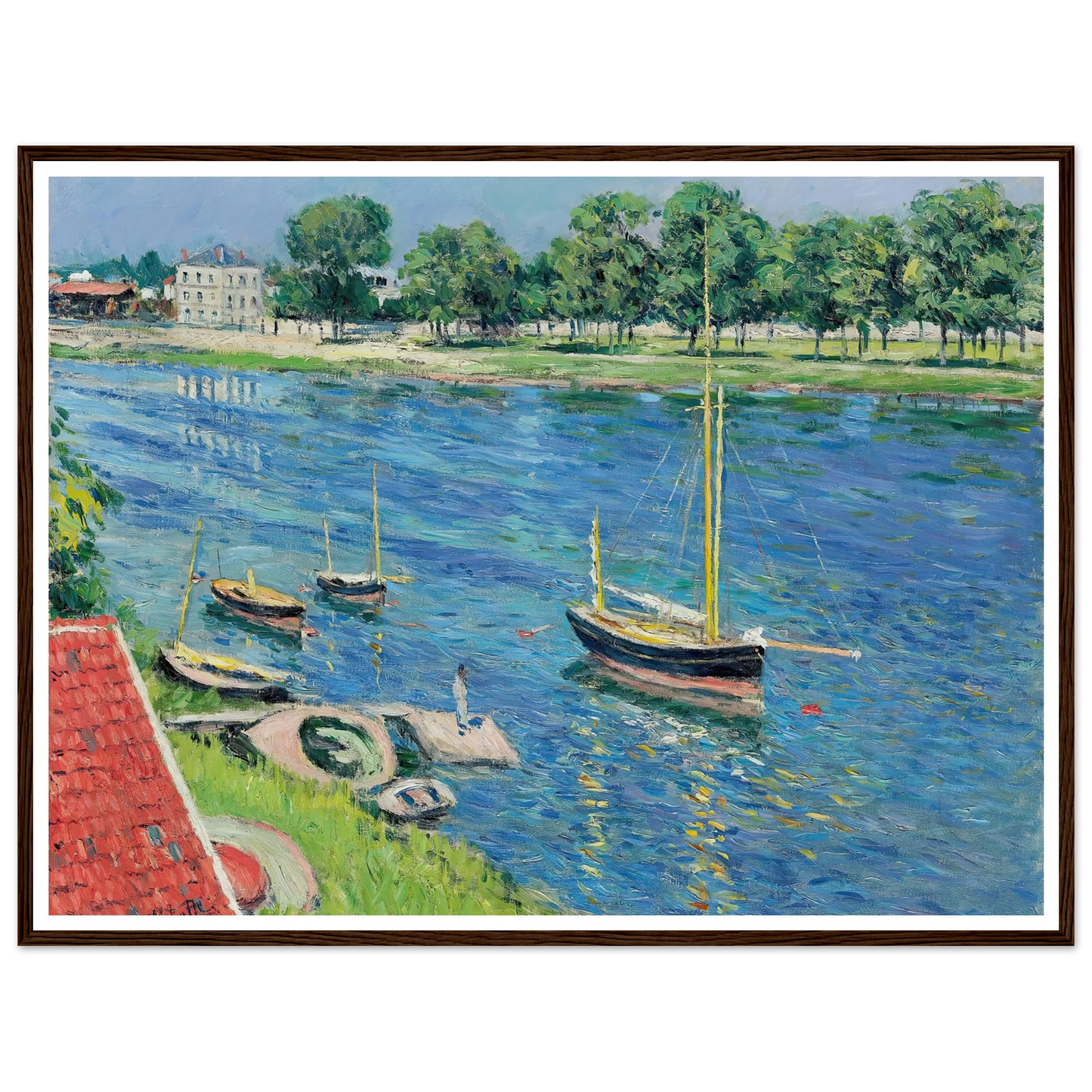 La Seine à Argenteuil, bateaux au mouillage (1883) Art Print | Gustave Caillebotte-Quipham Collections