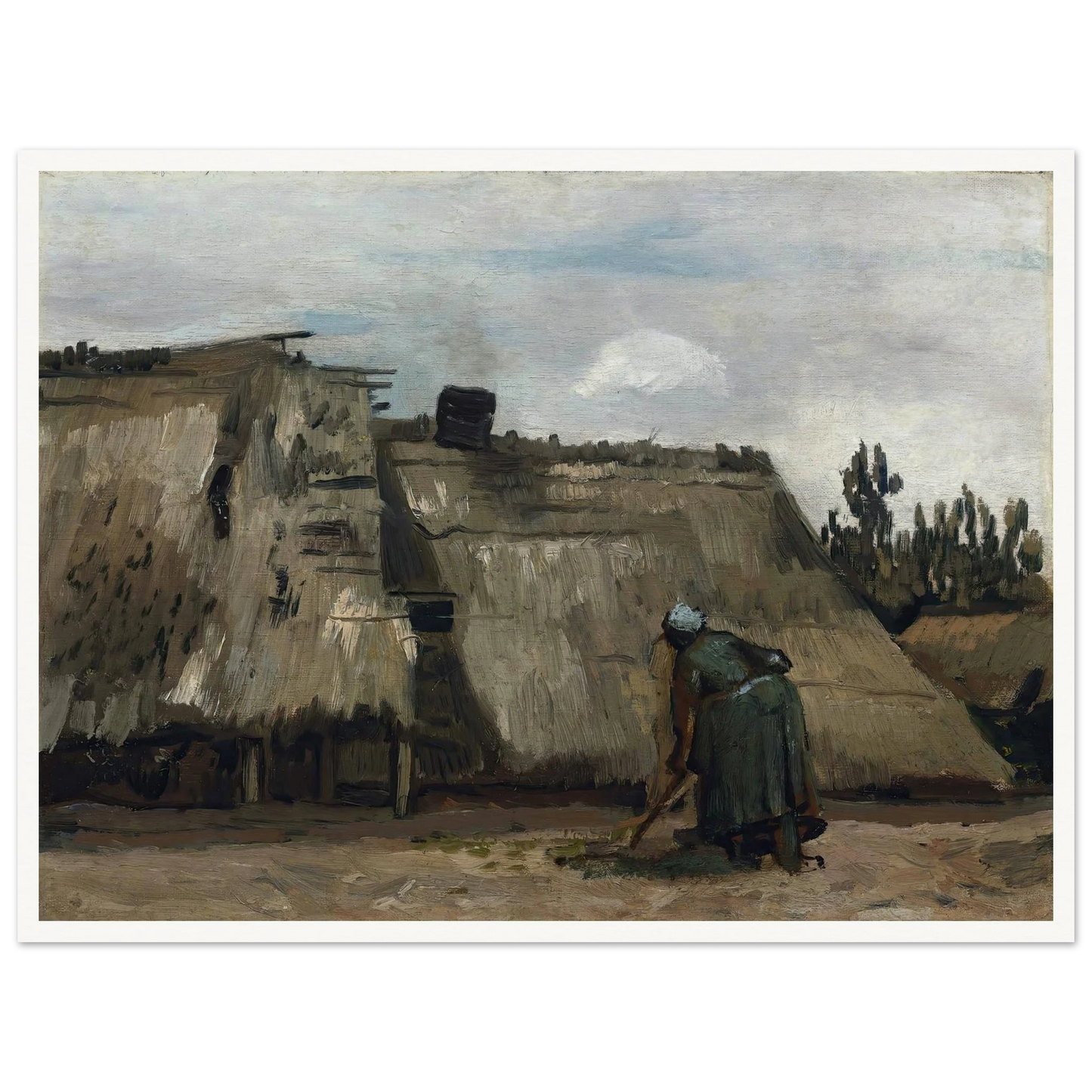 A Peasant Woman Digging in Front of Her Cottage (c. 1885) Art Print | Vincent van Gogh-Quipham Collections