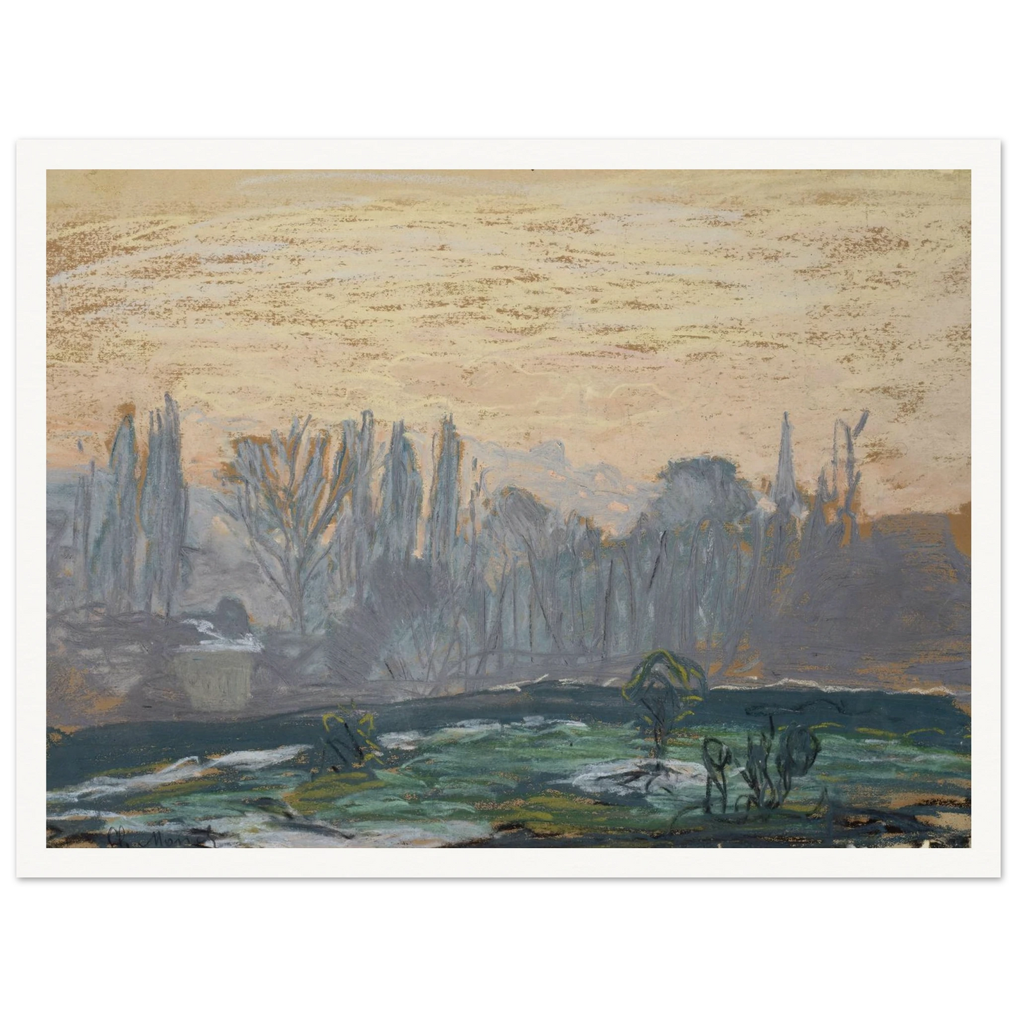 Winter Landscape with Evening Sky (ca. 1870 – 1880) Art Print | Claude Monet-Quipham Collections