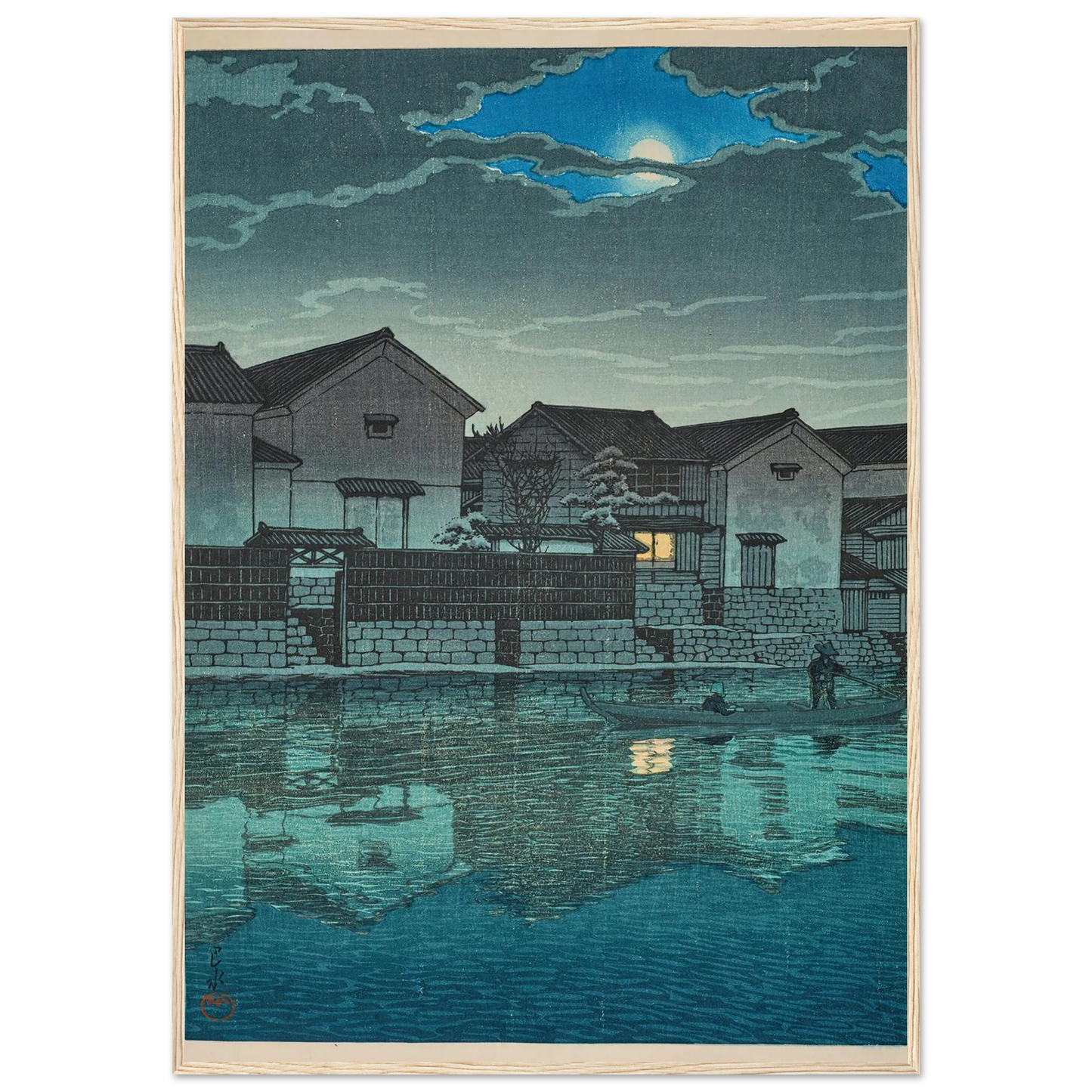 Izumo Matsue, oborozuki (Hazy moon at Matsue in Izumo) (1924) Art Print | Kawase Hasui-Quipham Collections