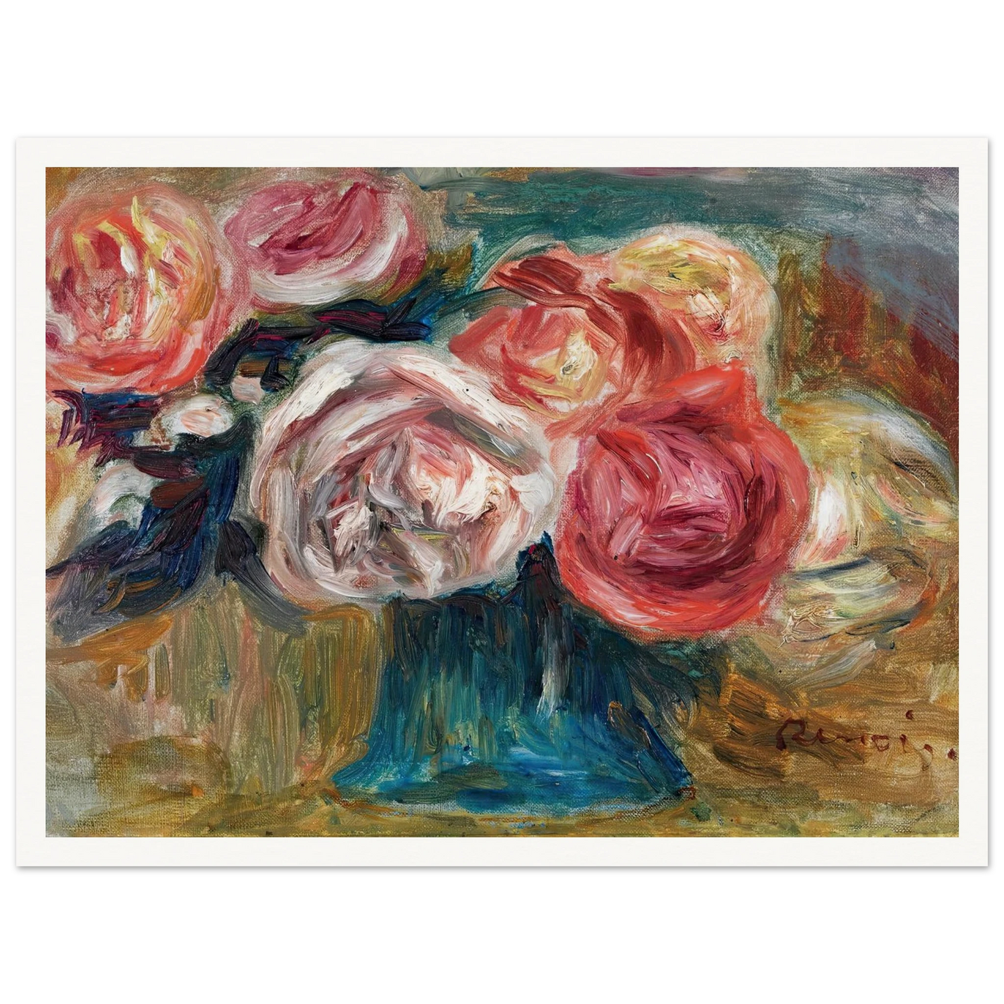 Bouquet De Roses Dans Un Vase Art Print | Pierre Auguste Renoir-Quipham Collections