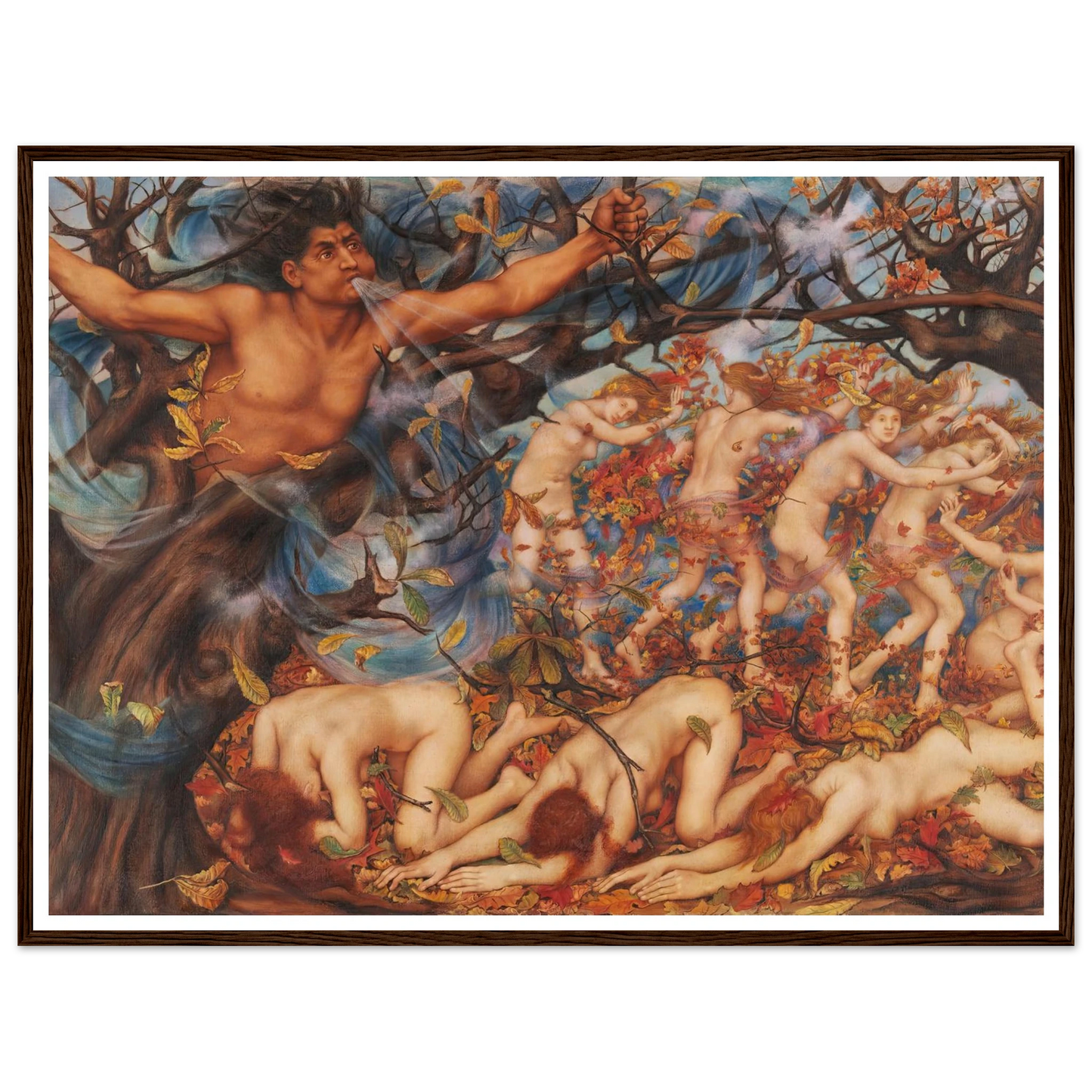 Boreas and the Fallen Leaves (1910) Art Print | Evelyn de Morgan-Quipham Collections