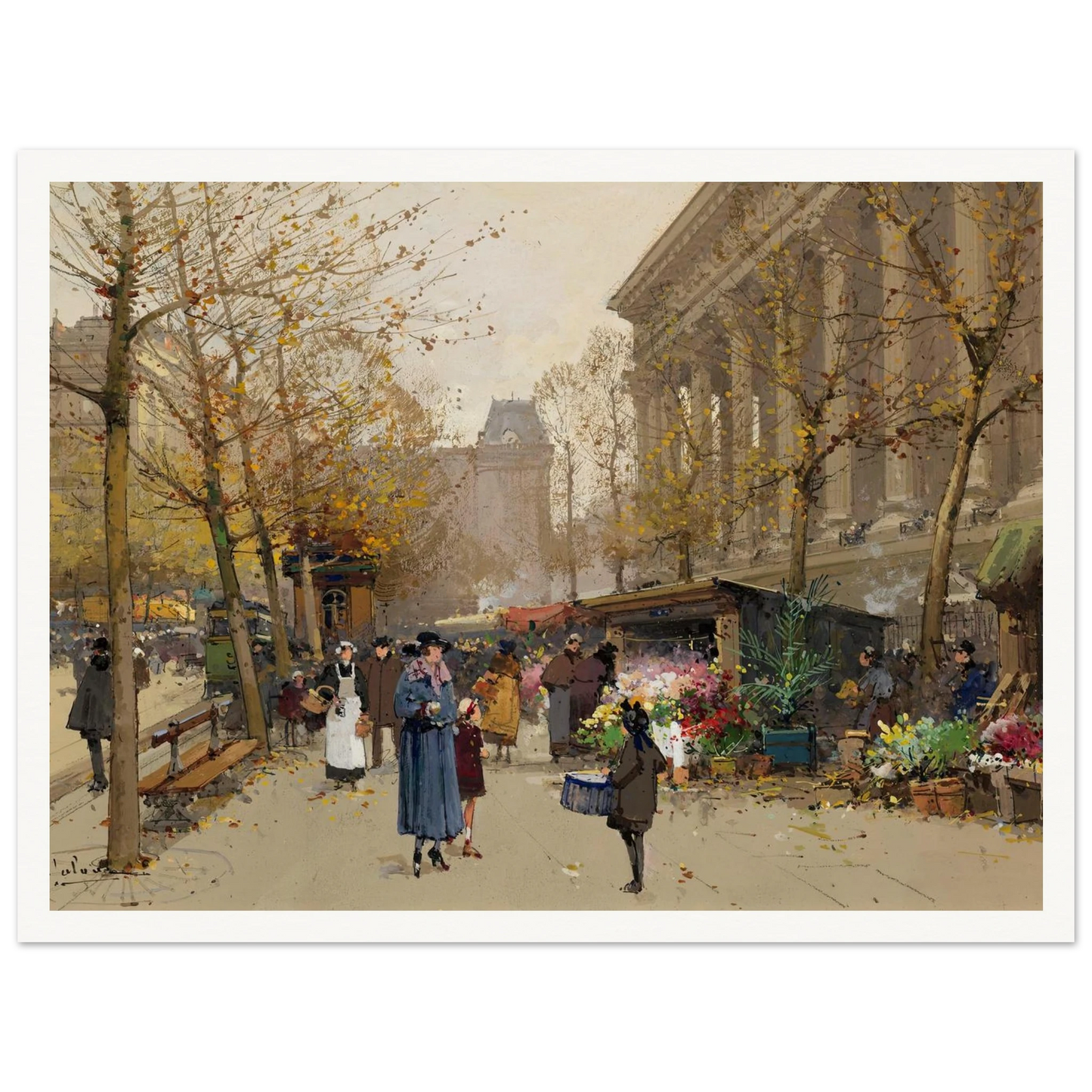 Flower Market, La Madeleine Art Print | Eugene Galien Laloue-Quipham Collections
