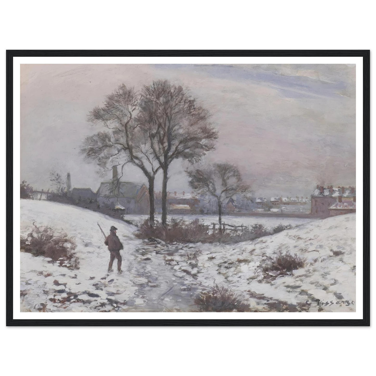 Chasseur en hiver, paysage à Norwood (1870) Art Print | Camille Pissarro-Quipham Collections