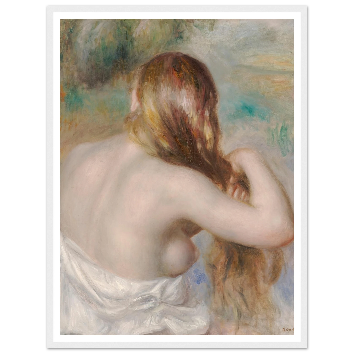 Blonde Braiding Her Hair (1886) Art Print | Pierre Auguste Renoir-Quipham Collections