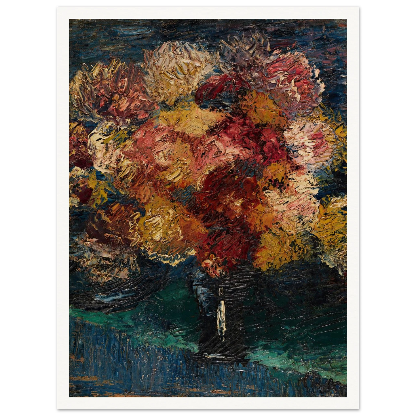 Chrysanthemen und Astern in blauer Vase (1910) Art Print | Christian Rohlfs-Quipham Collections