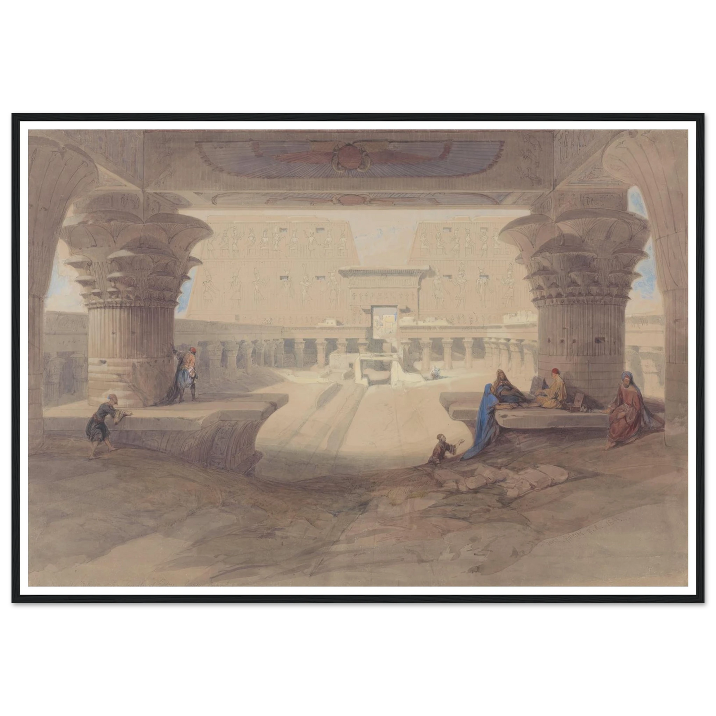 From under the Portico of the Temple of Edfu, Upper Egypt Art Print | David Roberts-Quipham Collections