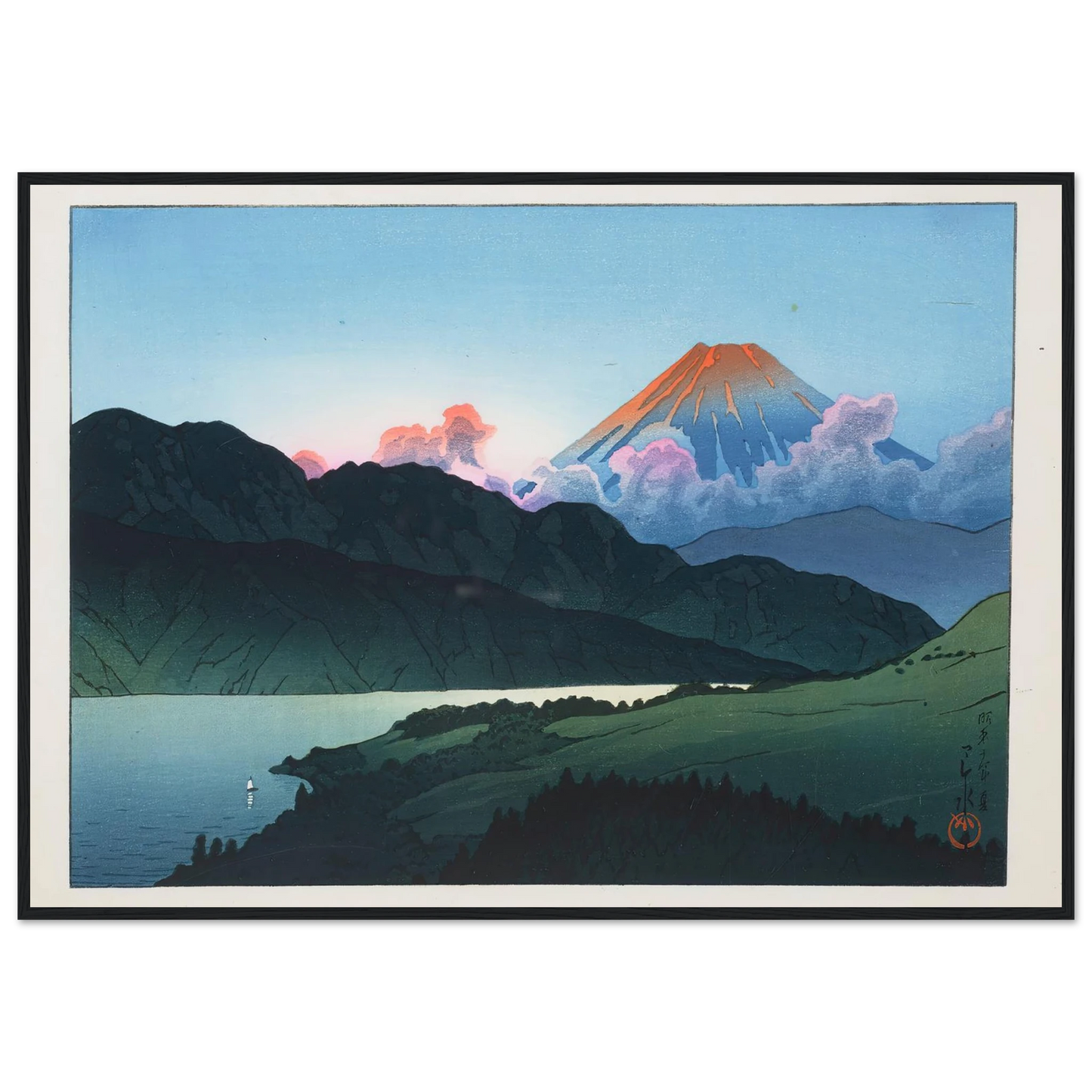 Evening of Mount Fuji from Lake Ashino-ko (1935) Art Print | Kawase Hasui-Quipham Collections