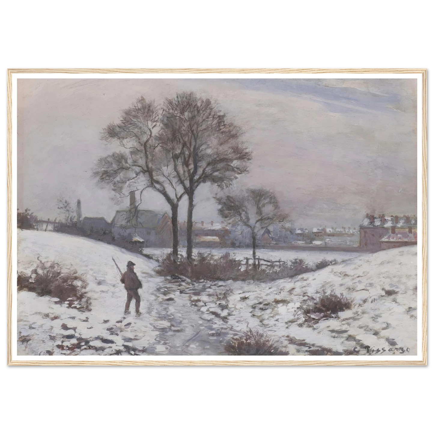 Chasseur en hiver, paysage à Norwood (1870) Art Print | Camille Pissarro-Quipham Collections