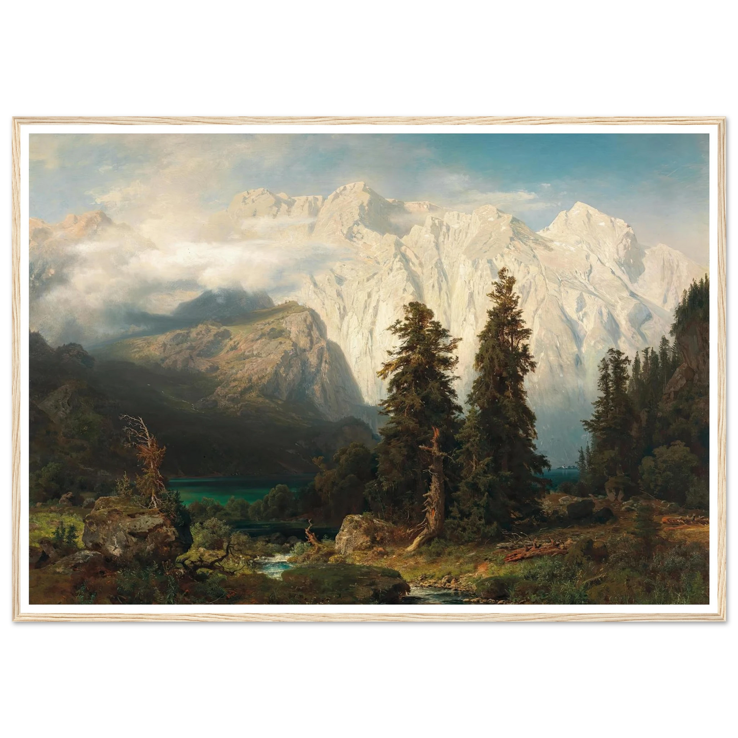 A View of the Watzmann Mountain and Lake Königssee (1856) Art Print | August Wilhelm Leu-Quipham Collections