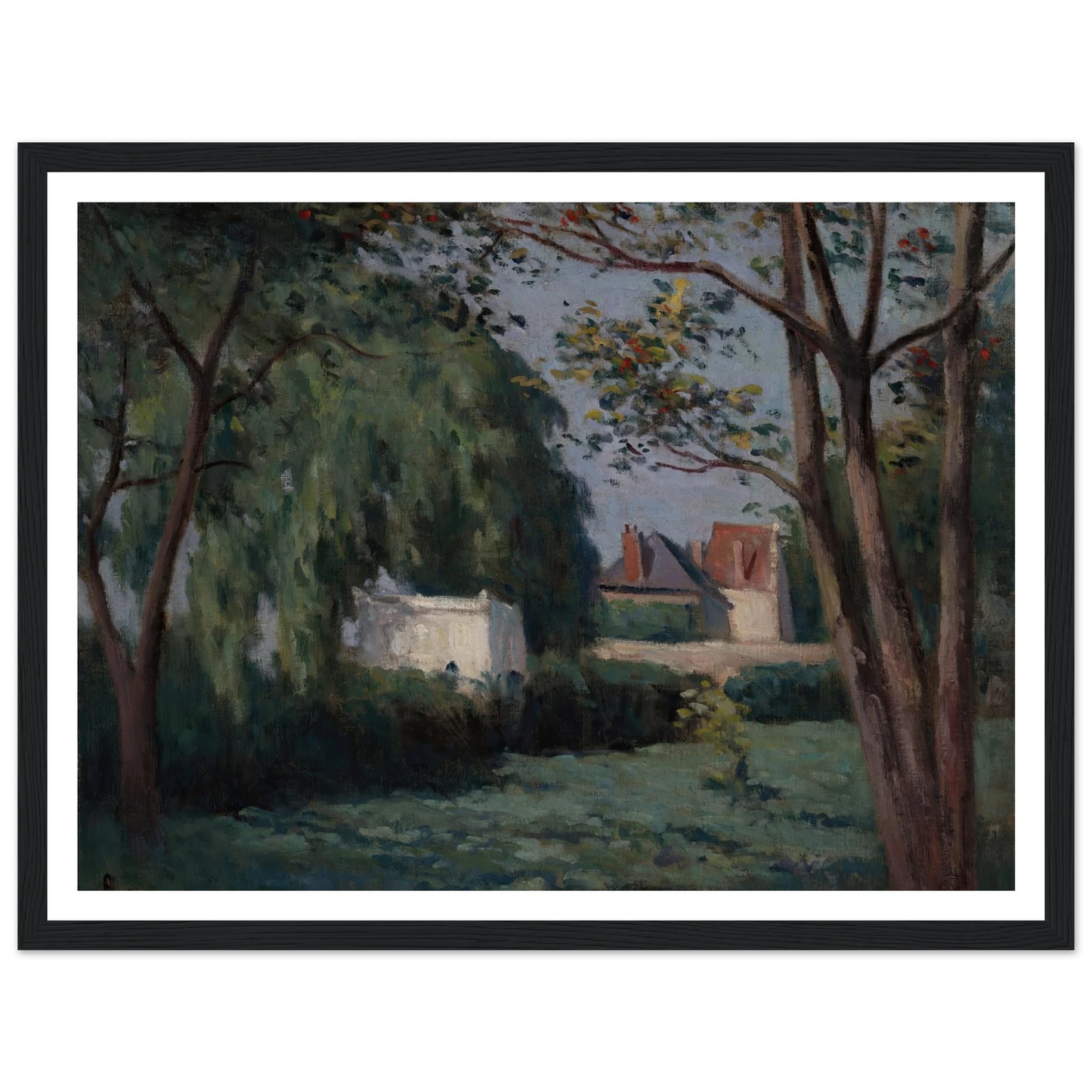 Country Scene with Three Houses and Trees (ca. 1900) Art Print | Maximilien Luce-Quipham Collections