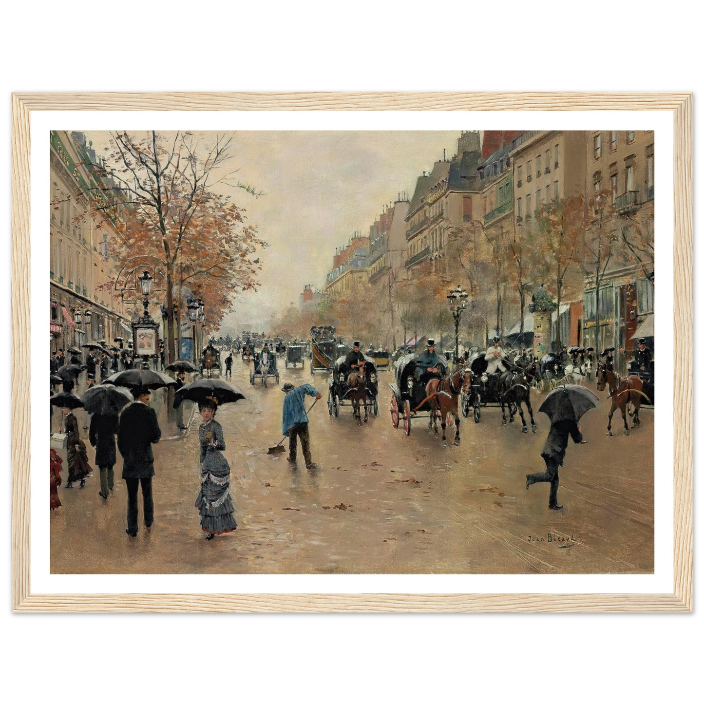 Boulevard Poissonnière en automne Art Print | Jean Beraud-Quipham Collections