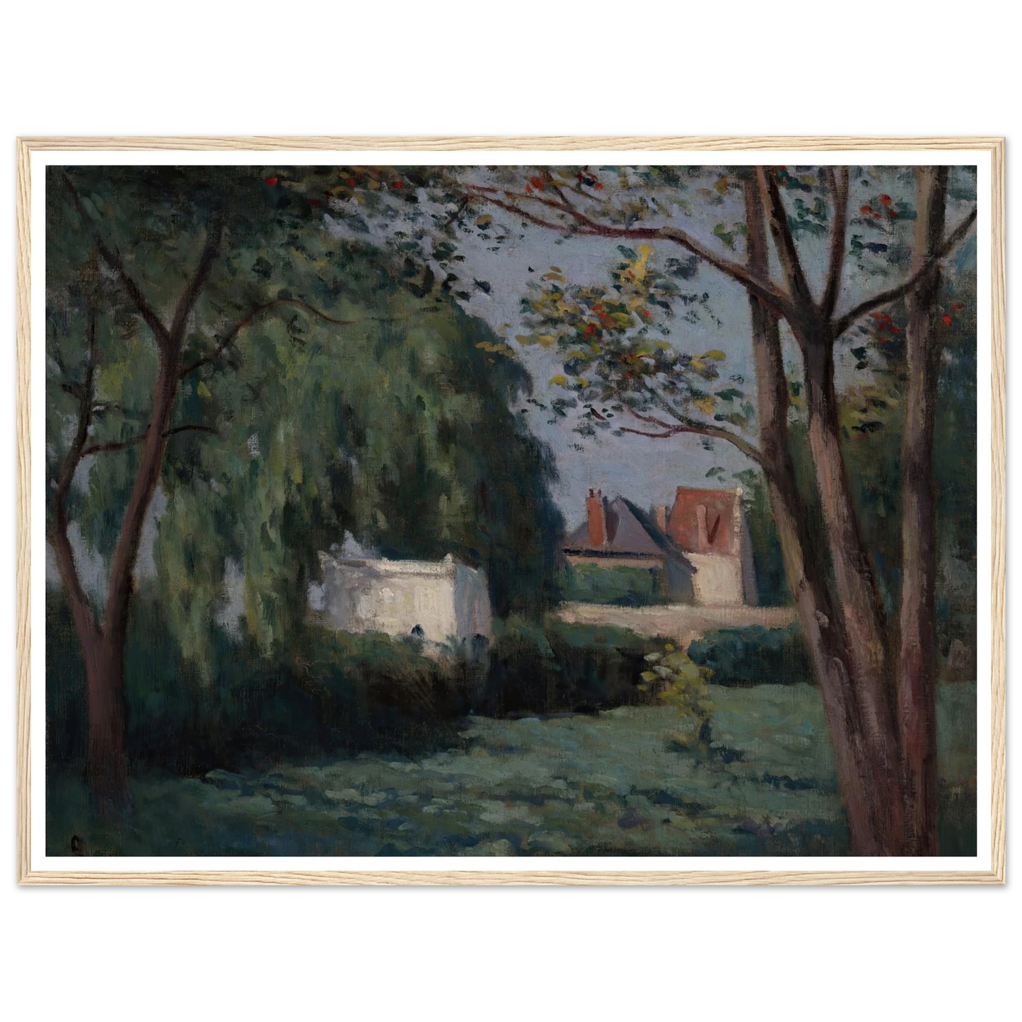 Country Scene with Three Houses and Trees (ca. 1900) Art Print | Maximilien Luce-Quipham Collections