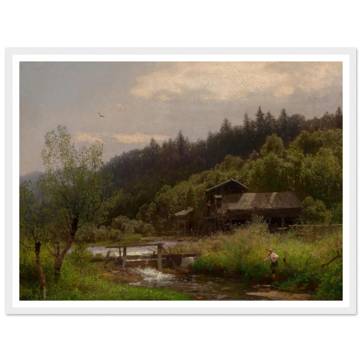 Farm House by the Creek Art Print | Hermann Ottomar Herzog-Quipham Collections