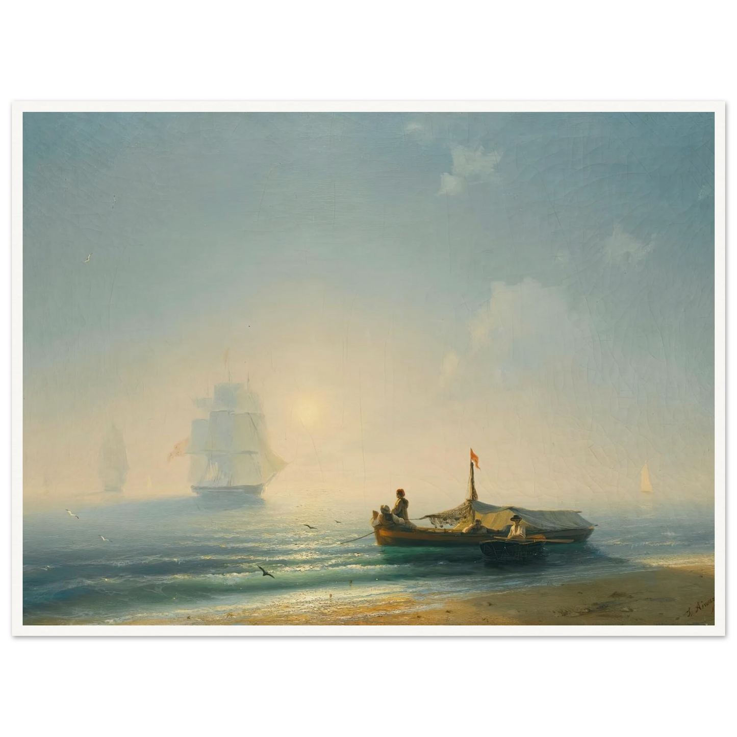 Fishermen At Dawn, Naples (1843) Art Print | Ivan Konstantinovich Aivazovsky-Quipham Collections