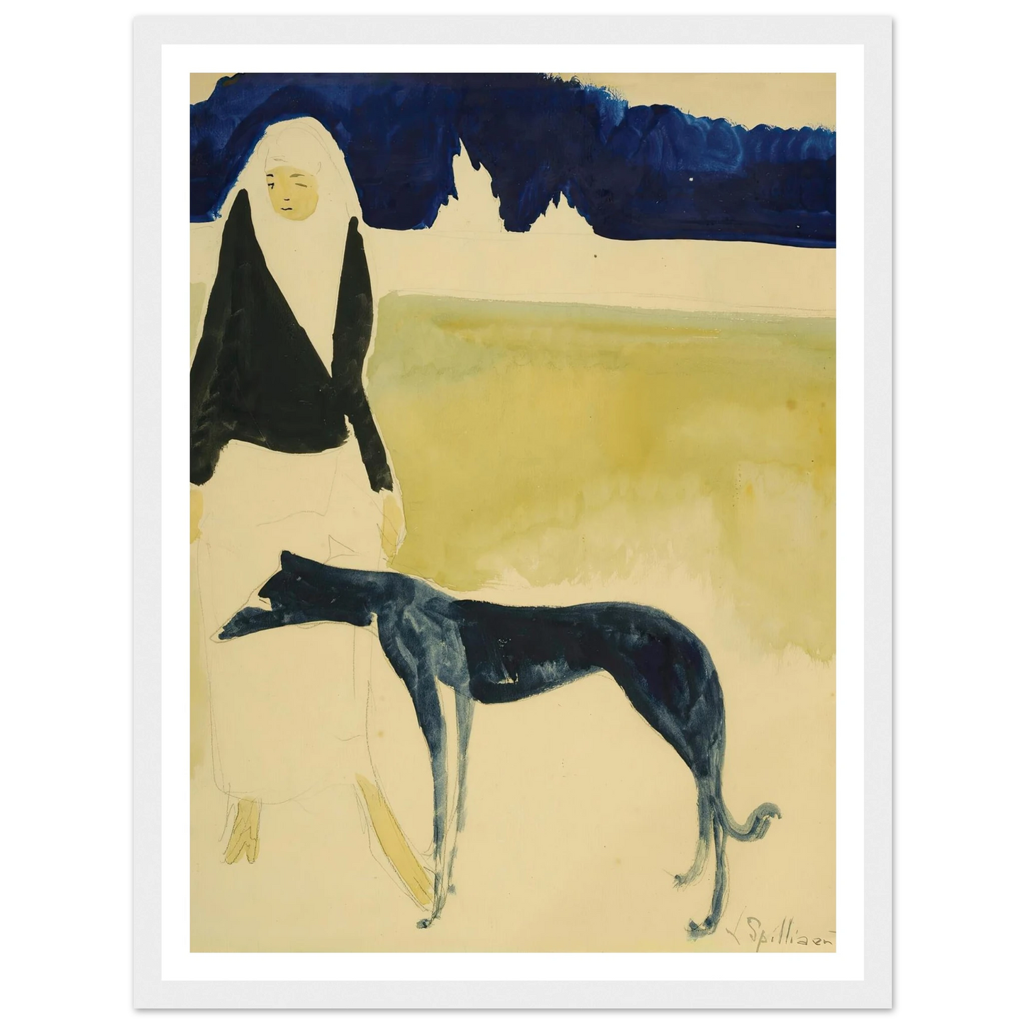 Femme Au Lévrier (1917) Art Print | Leon Spilliaert-Quipham Collections
