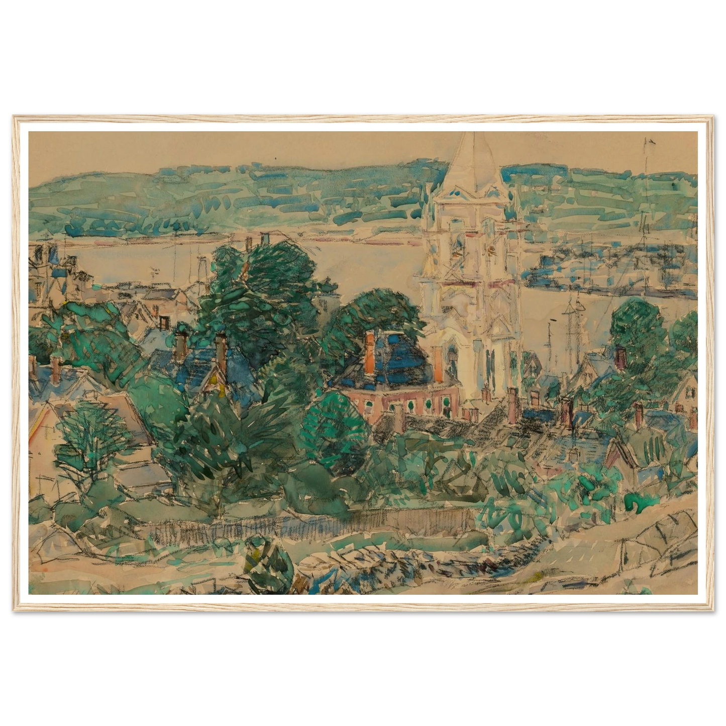 Shingling the First Baptist Church, Gloucester study (1919) Art Print | Childe Hassam-Quipham Collections