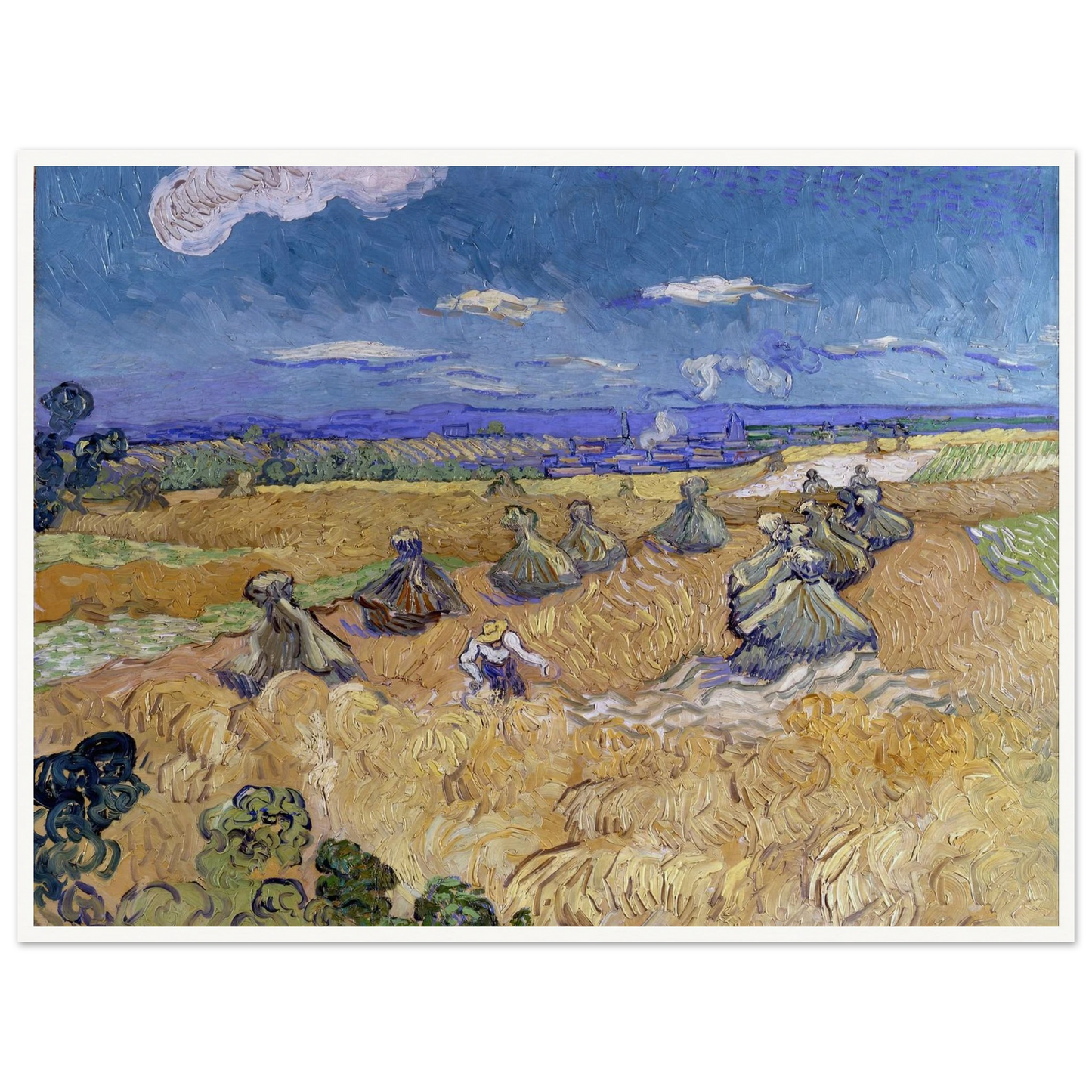 Wheat Fields with Reaper, Auvers Art Print | Vincent van Gogh-Quipham Collections