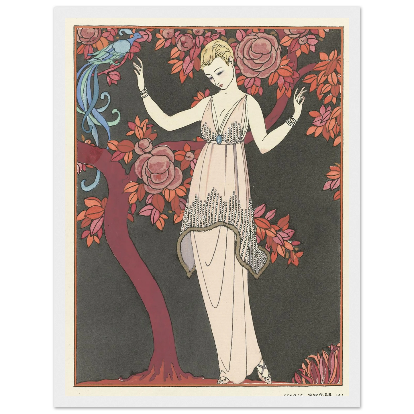 L’Arbre de science _Robe du soir de Doeuillet (1914) Art Print | George Barbier-Quipham Collections