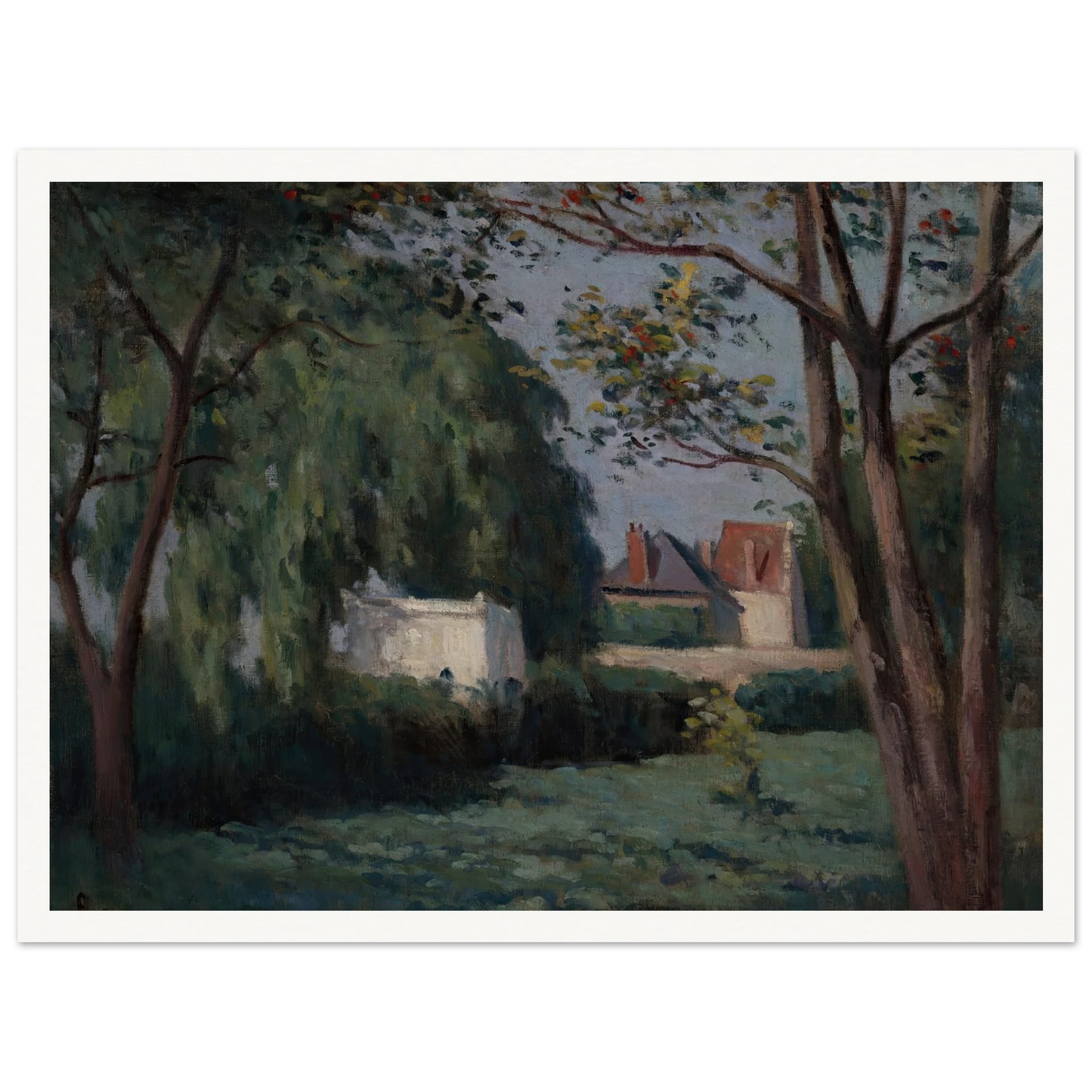Country Scene with Three Houses and Trees (ca. 1900) Art Print | Maximilien Luce-Quipham Collections