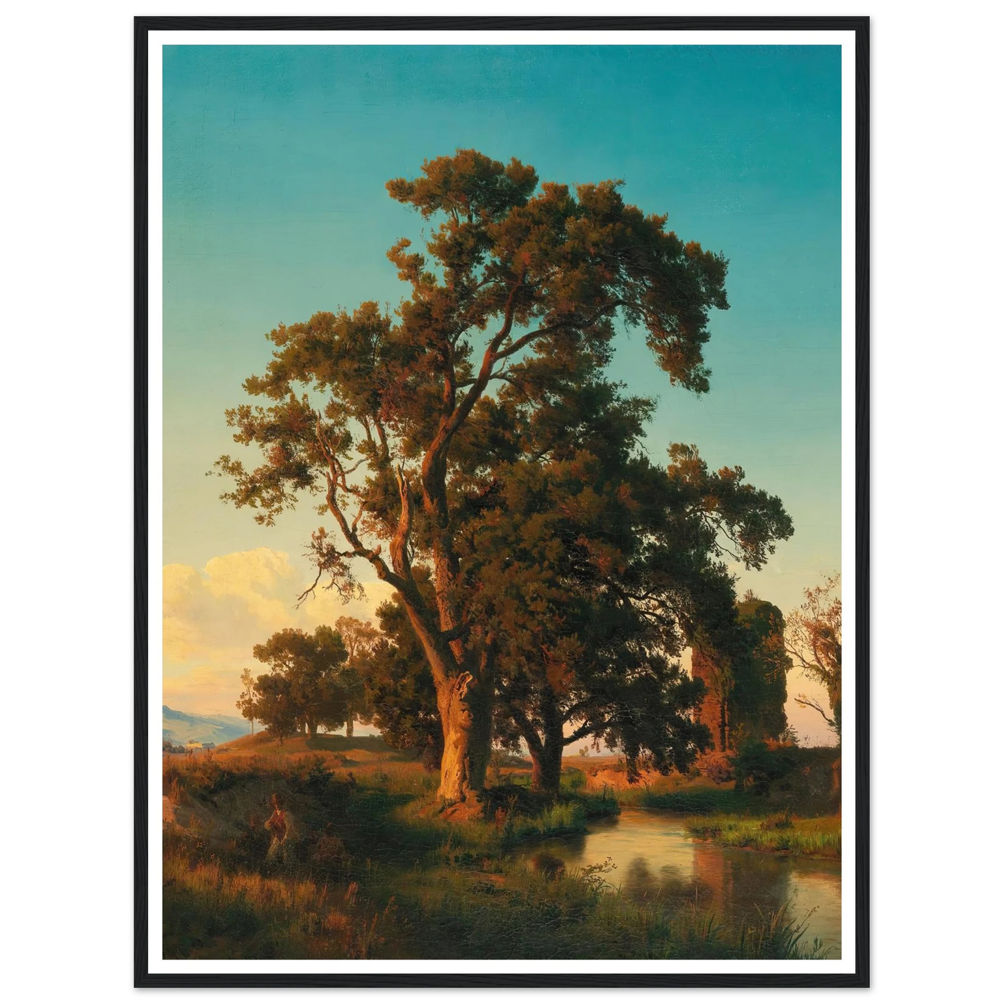 A majestic tree in the evening light Art Print | Oswald Achenbach-Quipham Collections