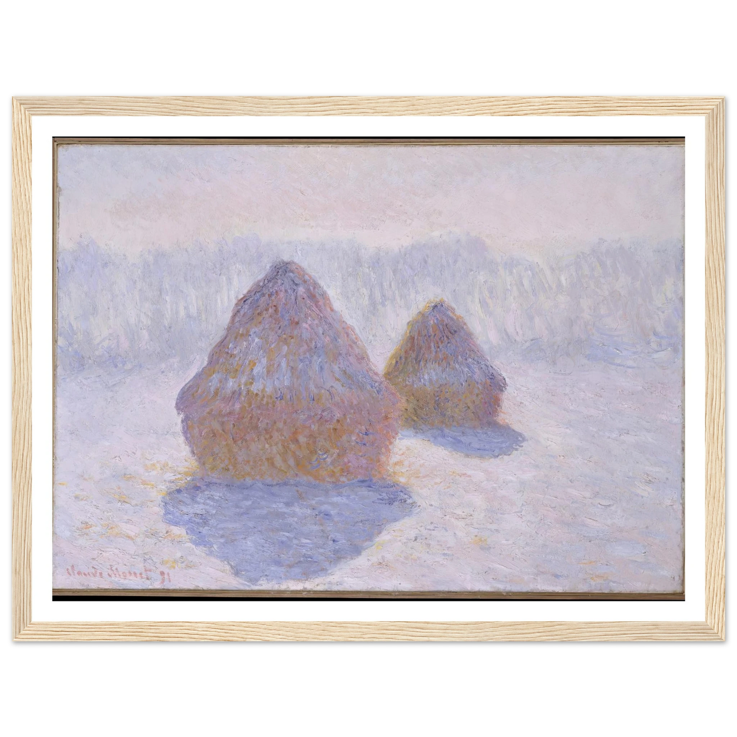Haystacks (Effect of Snow and Sun) (1891) Art Print | Claude Monet-Quipham Collections