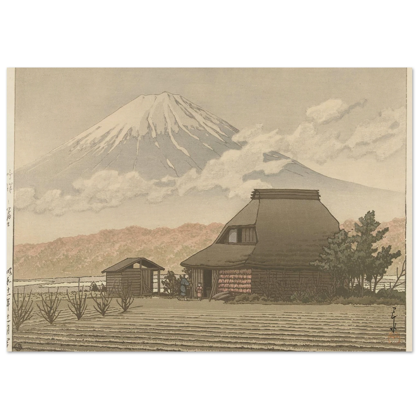 Fuji vanaf het dorp Narusawa (1936-11) Art Print | Kawase Hasui-Quipham Collections