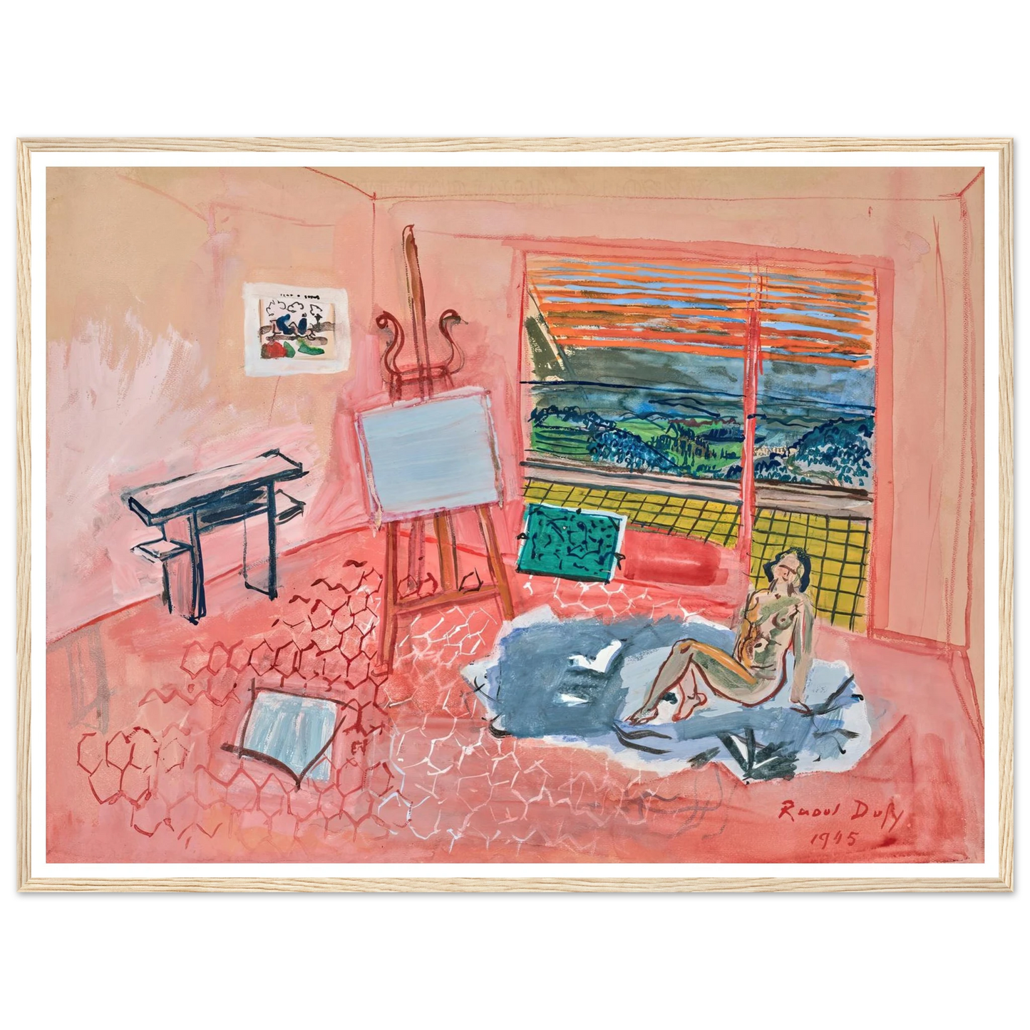 Nu dans l’atelier rouge de Vence (1945) Art Print | Raoul Dufy-Quipham Collections