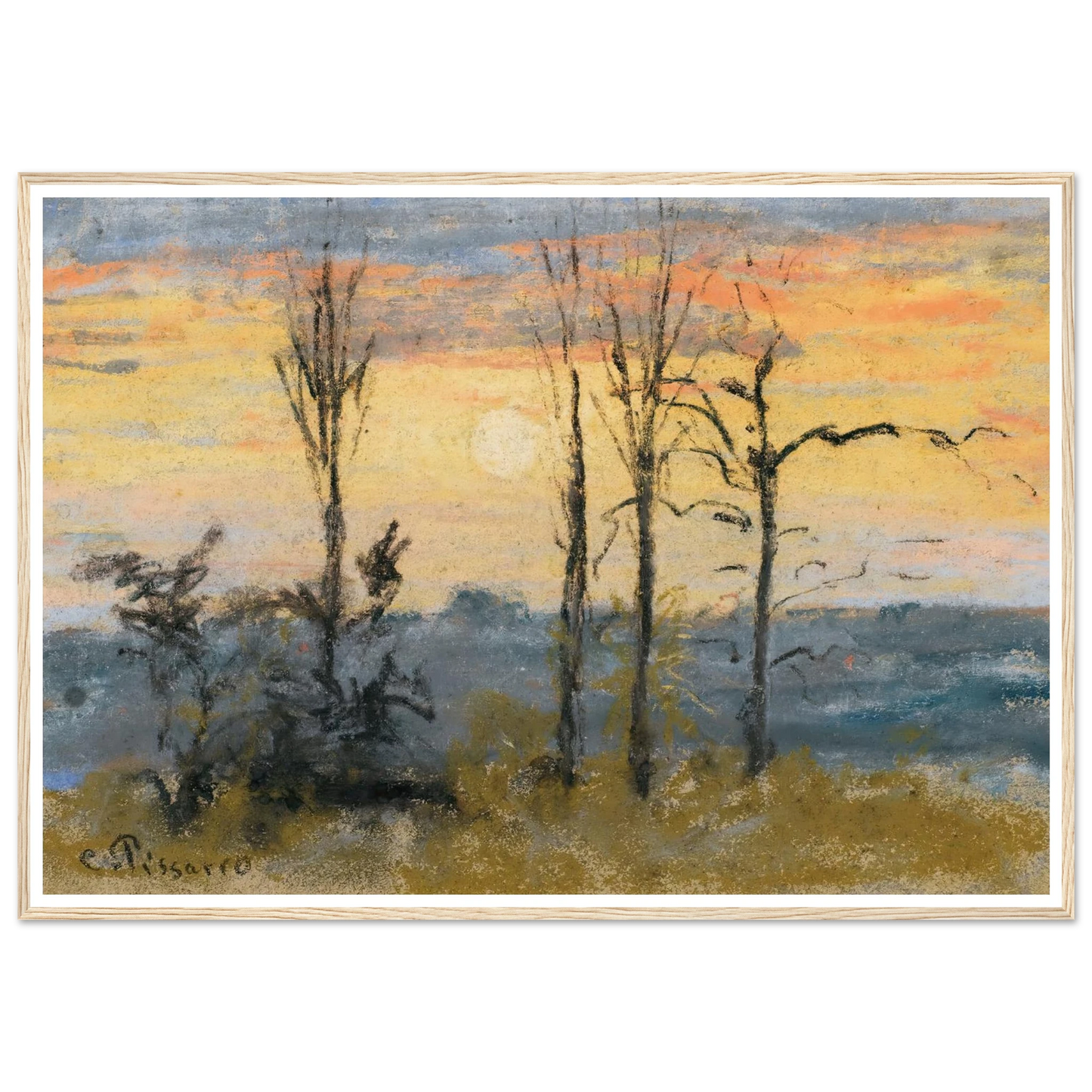 Coucher De Soleil Art Print | Camille Pissarro-Quipham Collections