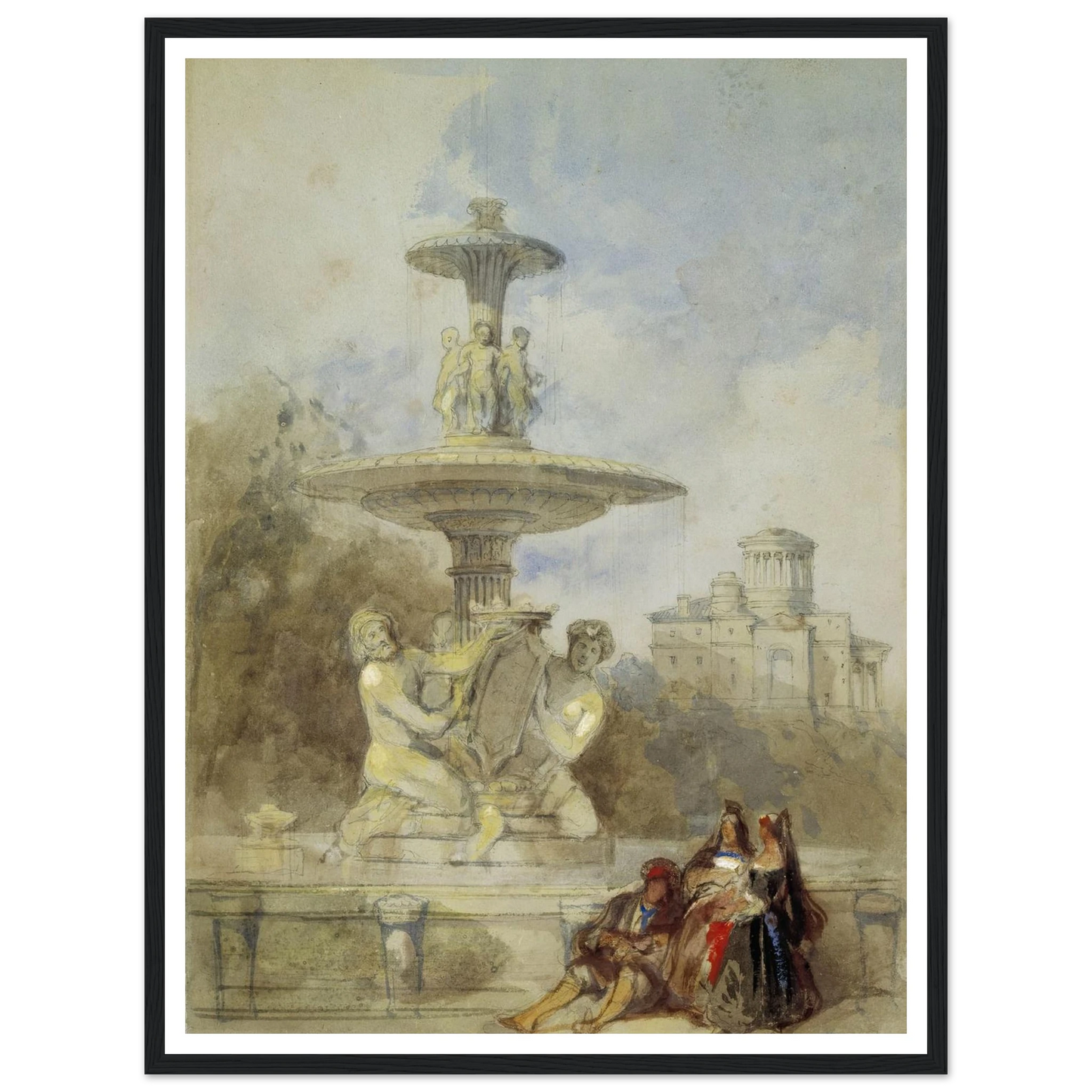The Fountain on the Prado, Madrid (circa 1837) Art Print | David Roberts-Quipham Collections