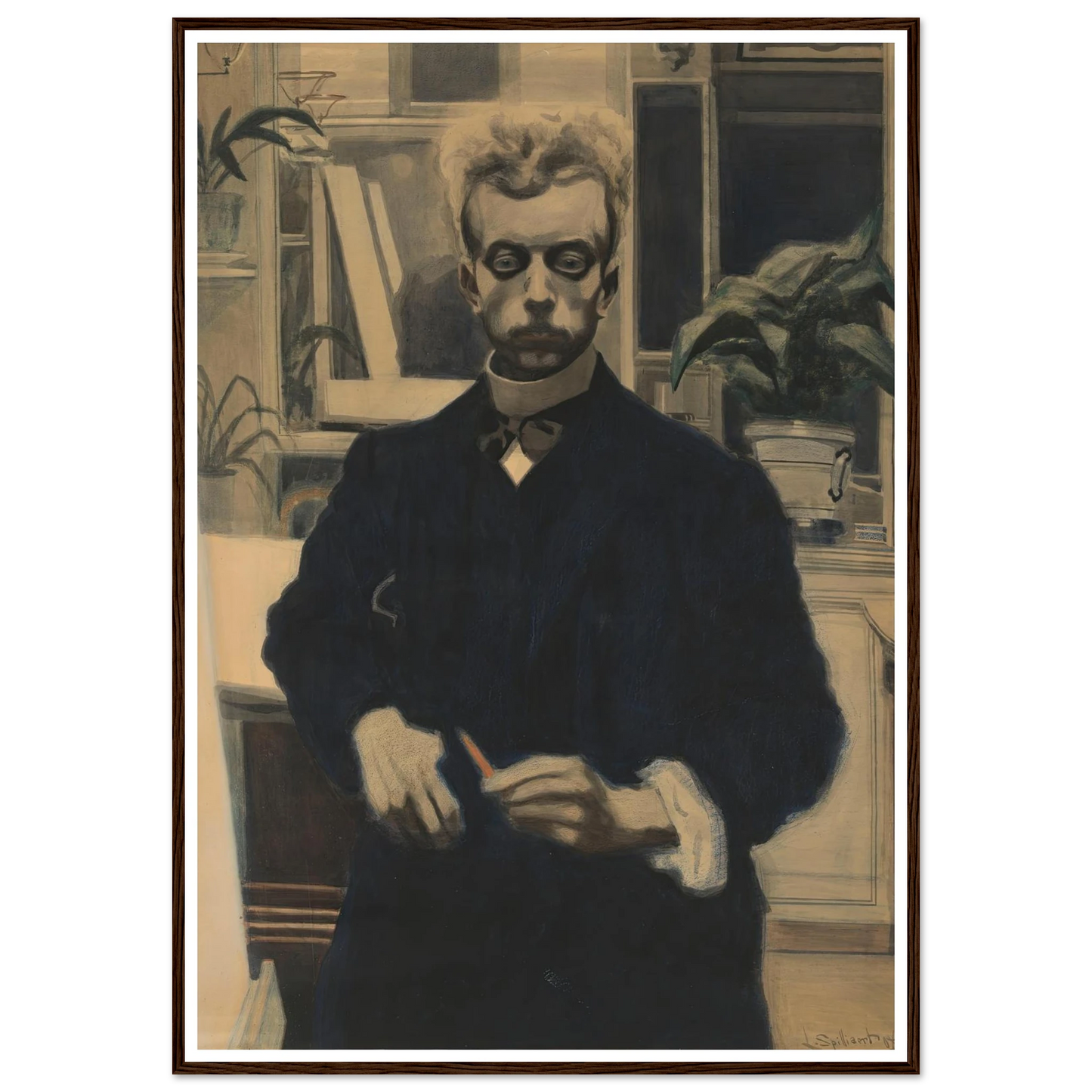 Zelfportret met rood potlood (1908) Art Print | Leon Spilliaert-Quipham Collections