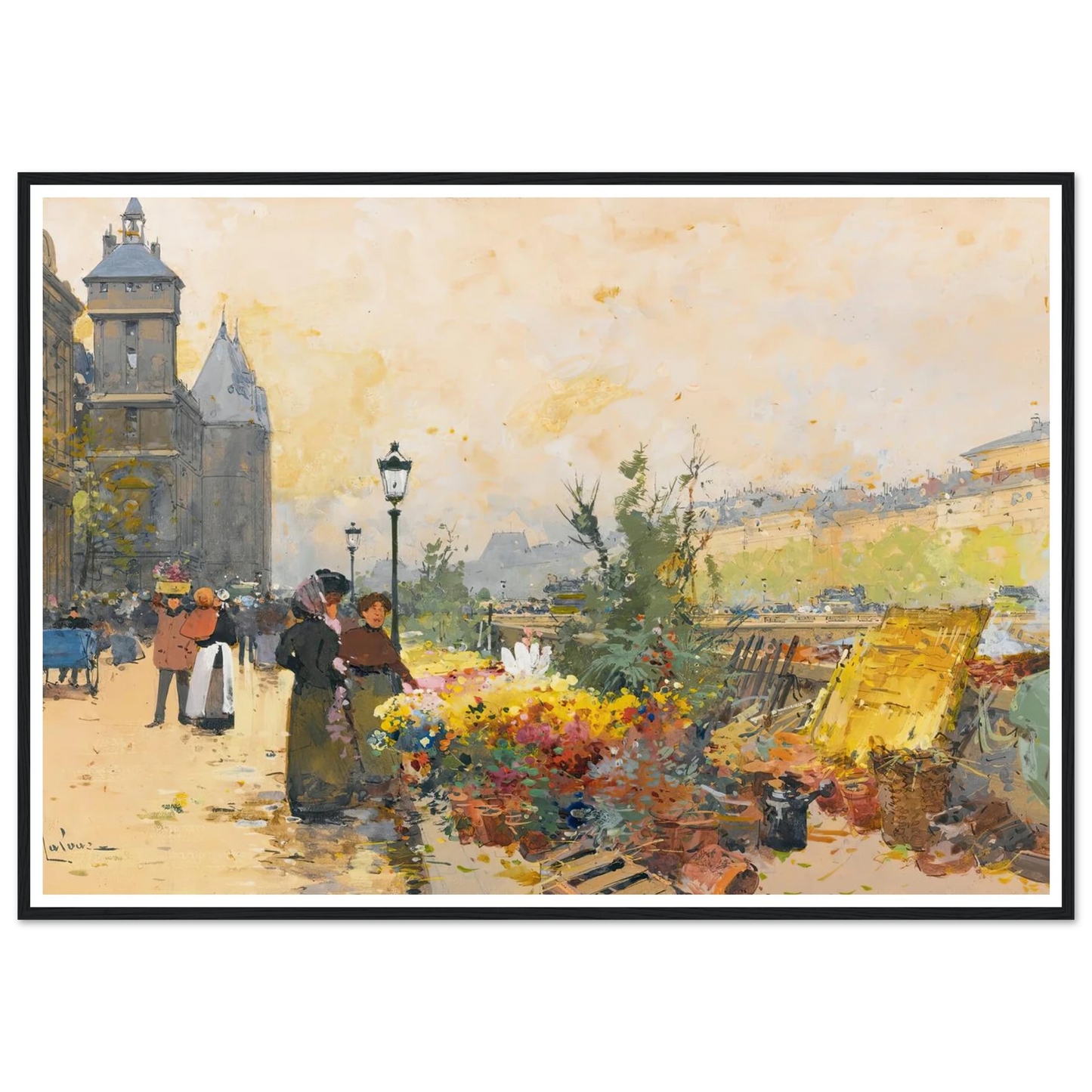 Le Marché Des Fleurs À La Cité Art Print | Eugene Galien Laloue-Quipham Collections
