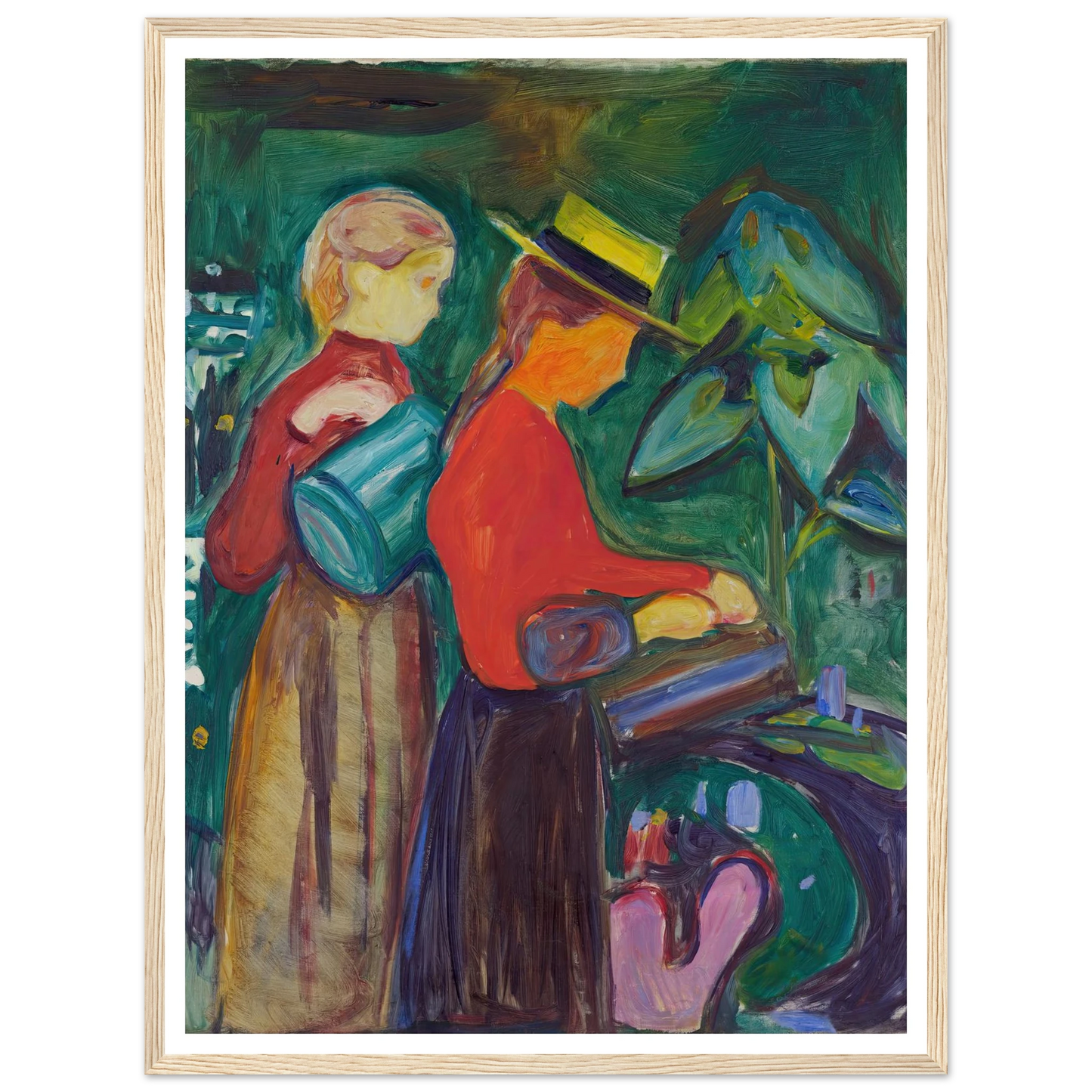 Girls watering Flowers (The Linde Frieze) (1904) Art Print | Edvard Munch-Quipham Collections