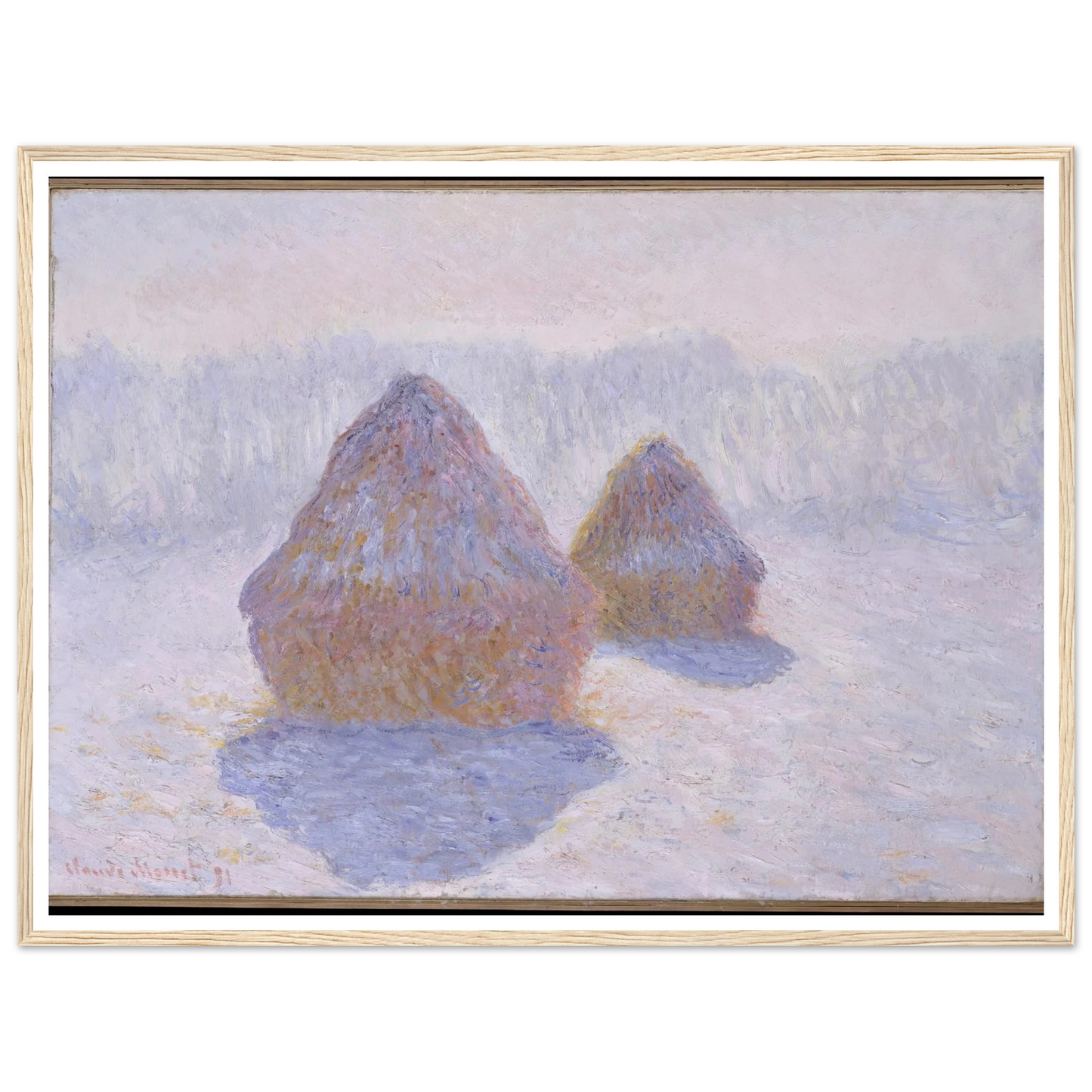 Haystacks (Effect of Snow and Sun) (1891) Art Print | Claude Monet-Quipham Collections