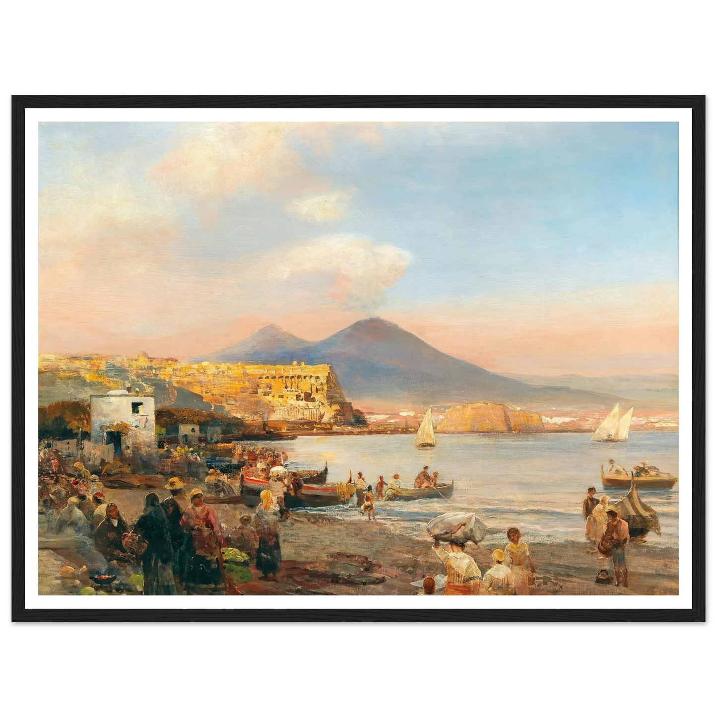 Sunset In The Bay Of Naples Art Print | Oswald Achenbach-Quipham Collections