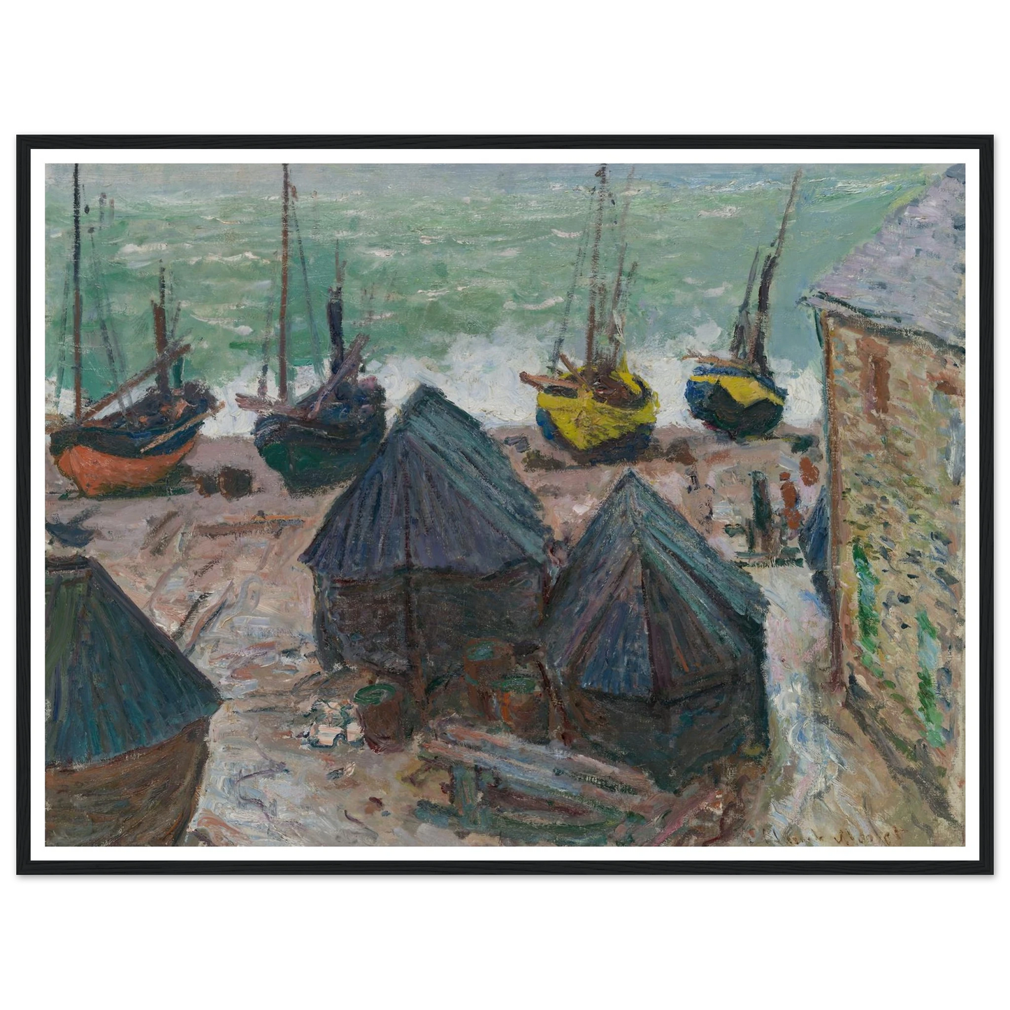 Boats on the Beach at Étretat (1885) Art Print | Claude Monet-Quipham Collections