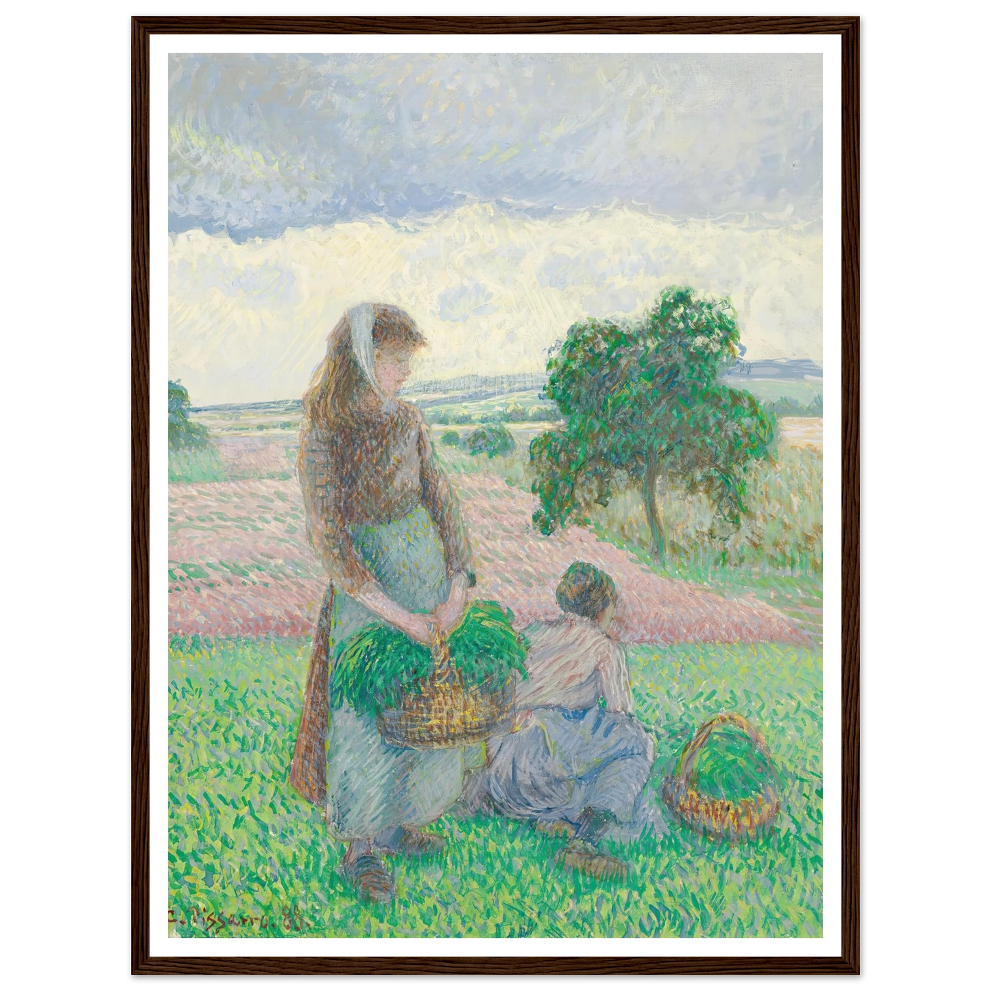 Paysannes portant un panier (1888) Art Print | Camille Pissarro-Quipham Collections