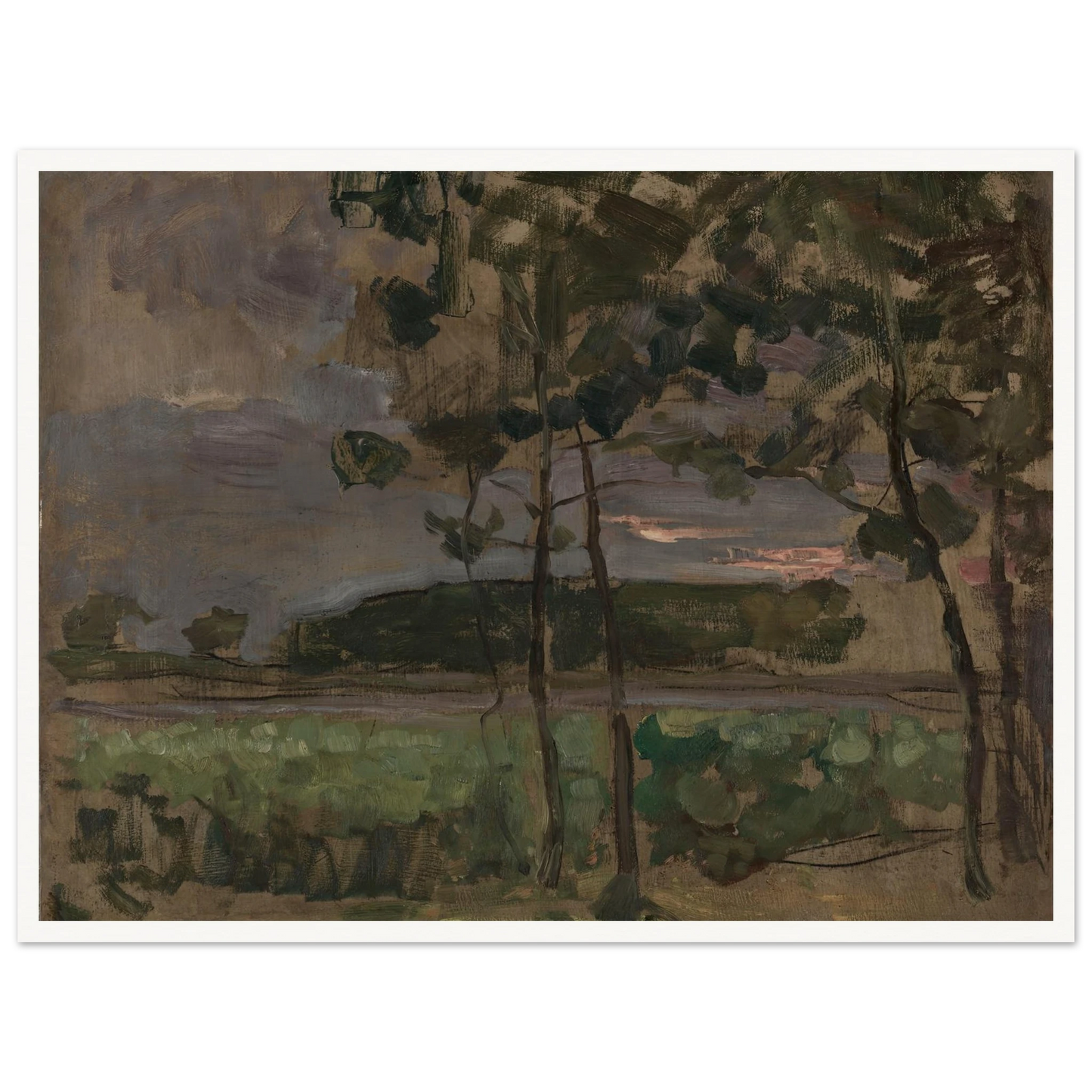Field with Young Trees in the Foreground (c. 1907) Art Print | Piet Mondrian-Quipham Collections