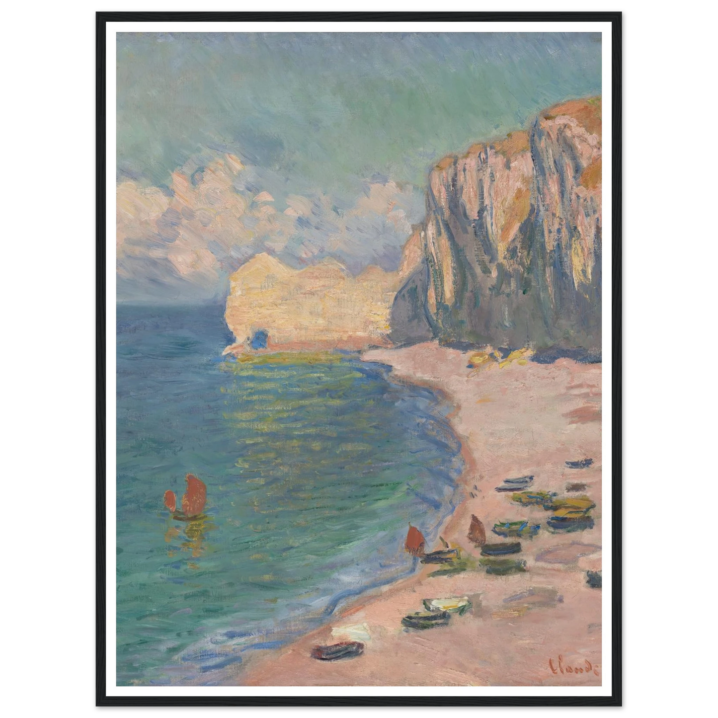 Étretat, The Beach and the Falaise d’Amont (1885) Art Print | Claude Monet-Quipham Collections