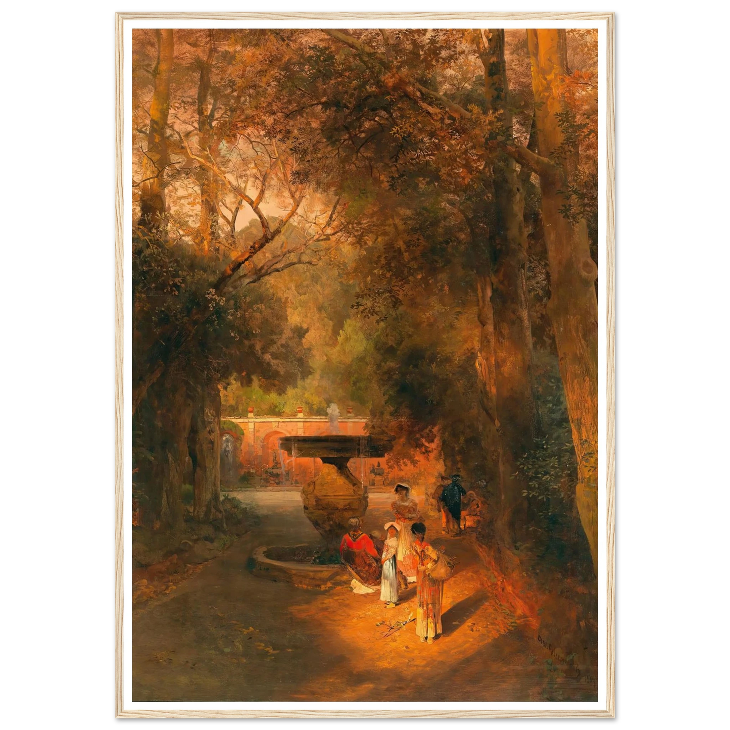 In the park by the fountain of Villa Torlonia in Frascati, near Rome Art Print | Oswald Achenbach-Quipham Collections