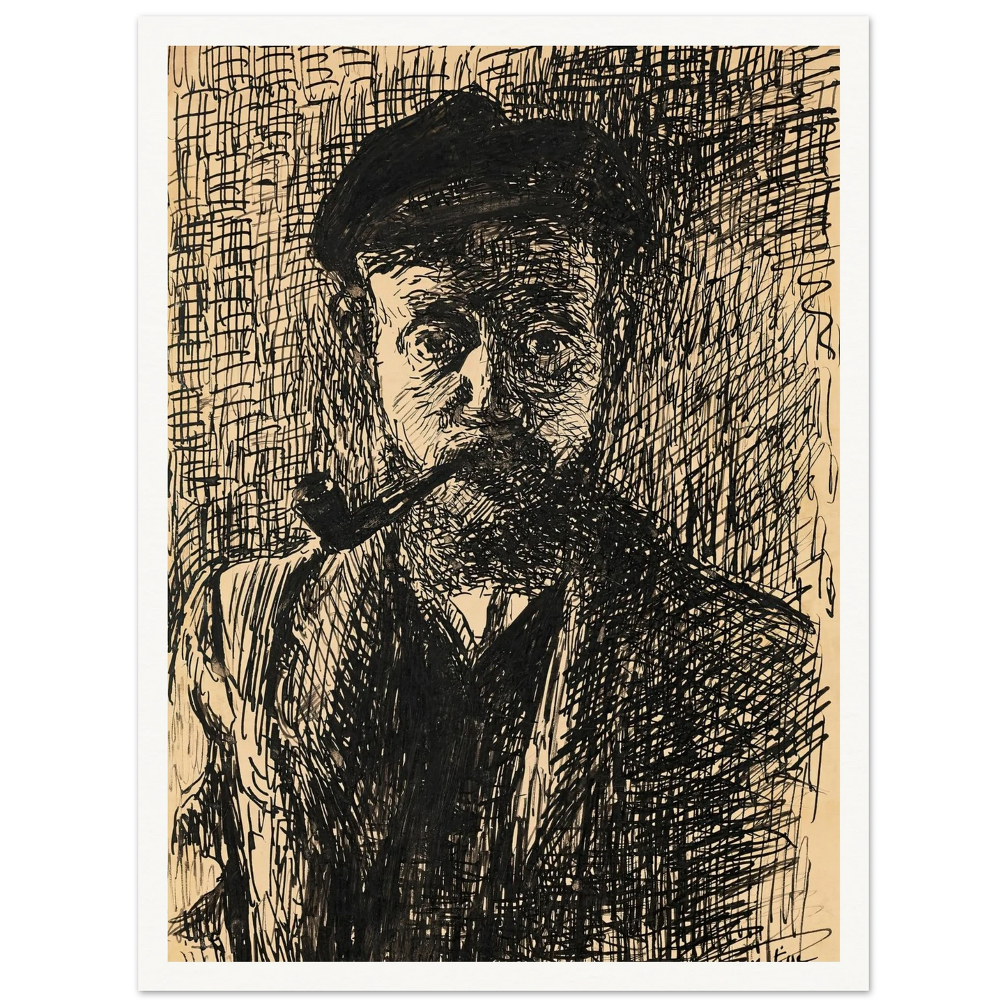 Autoportrait à la pipe (1900) Art Print | Henri Matisse-Quipham Collections