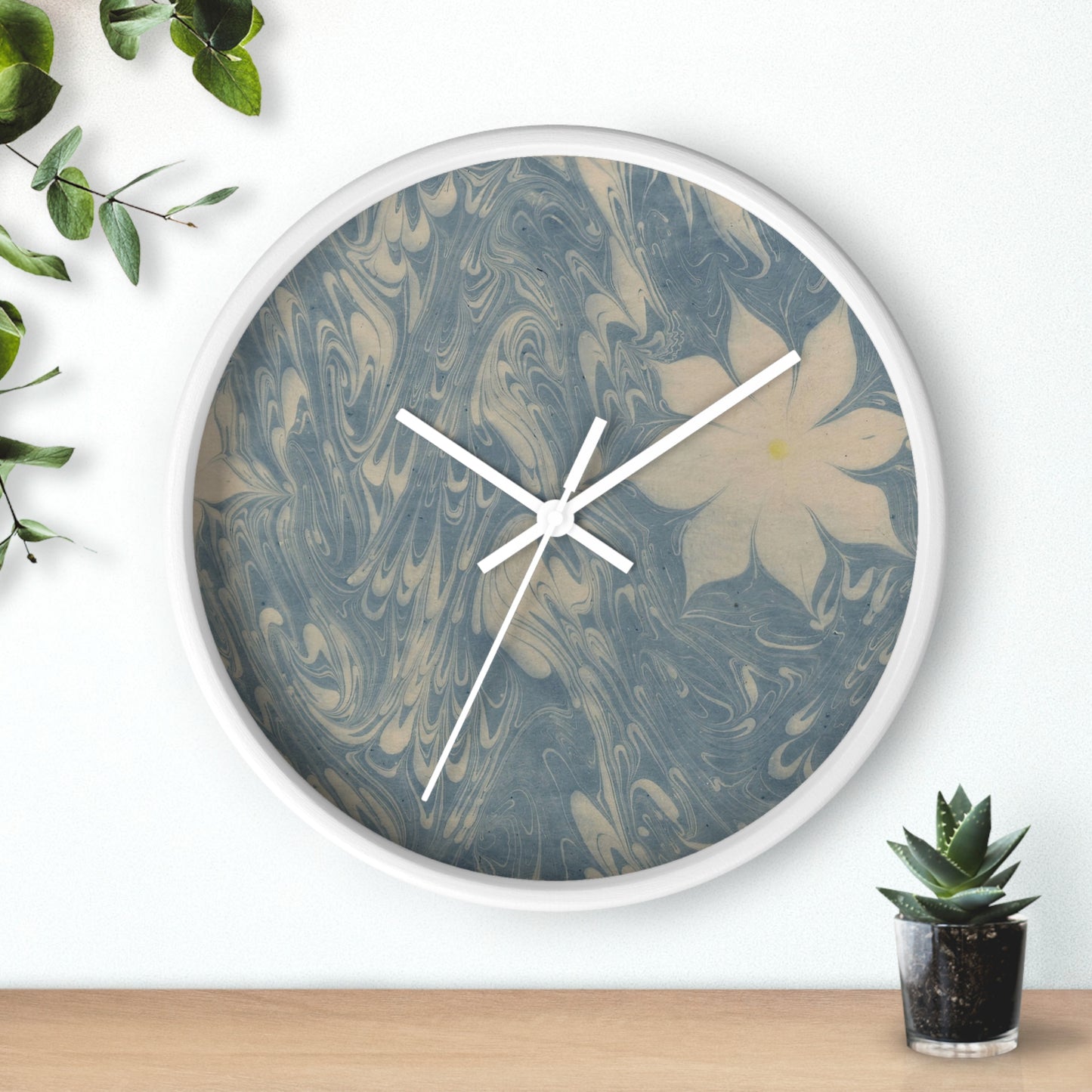 Marmorpapier (mit zwei großen Blüten) Wall Clock | Anker Kyster-Quipham Collections