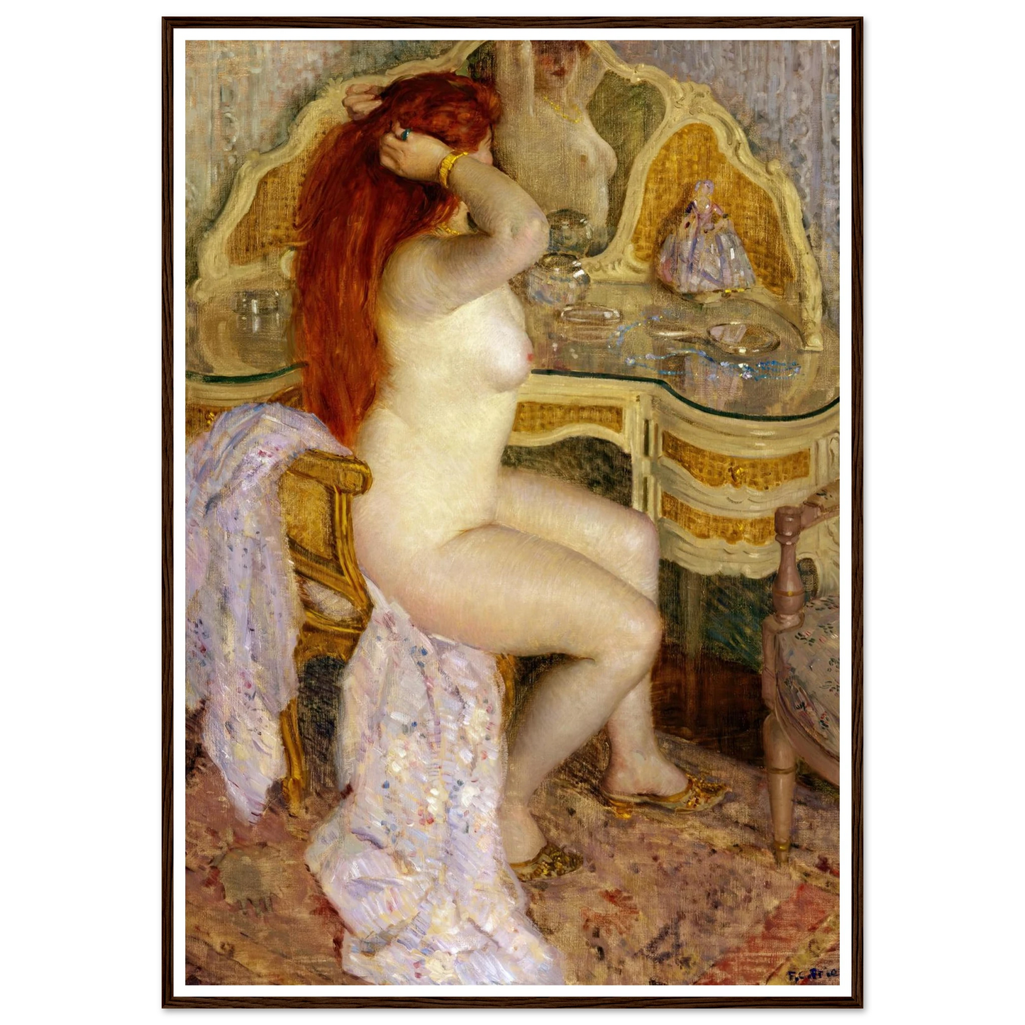 Nude Seated at Her Dressing Table (1909) Art Print | Frederick Carl Frieseke-Quipham Collections