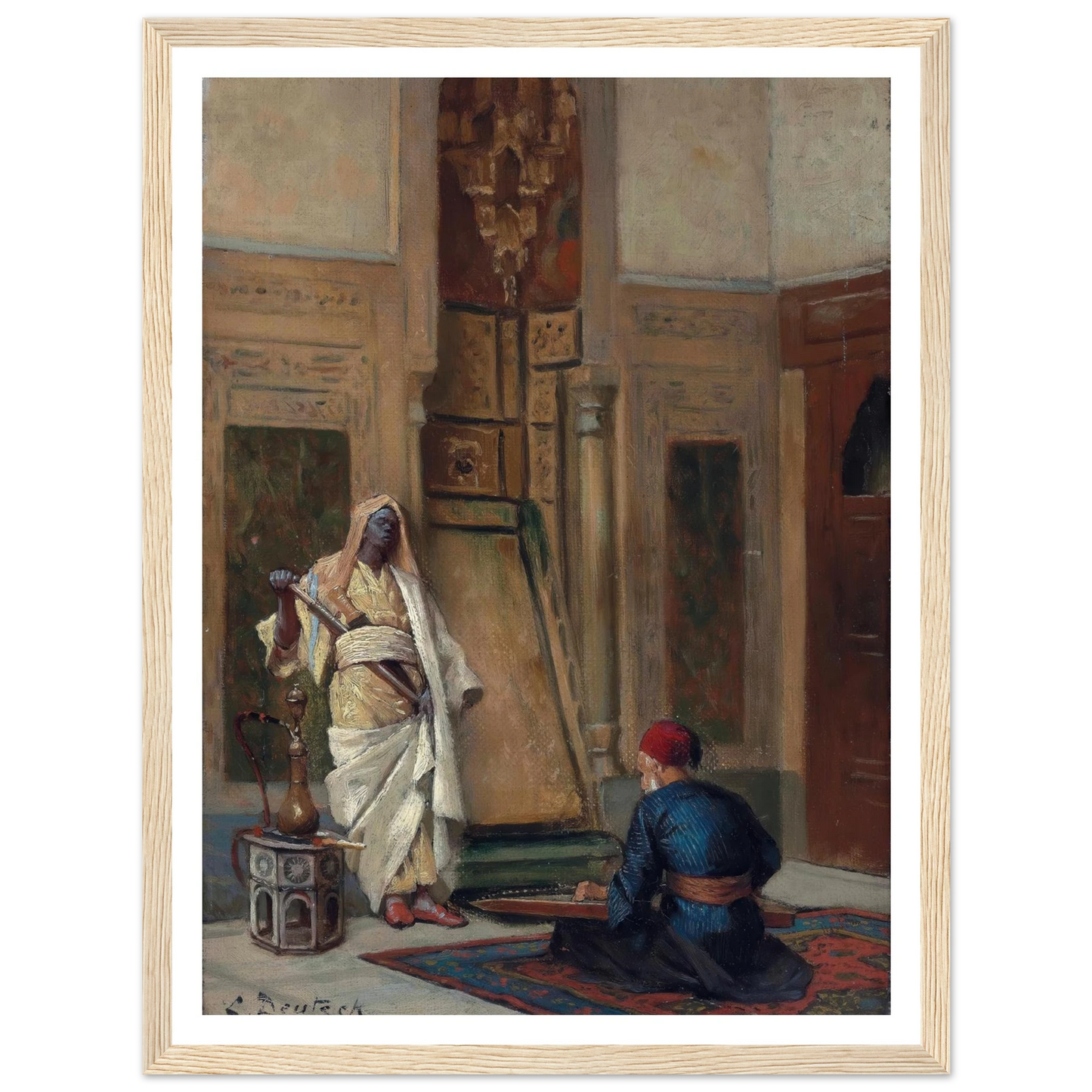 A musician and a guardsman in an oriental interior Art Print | Ludwig Deutsch-Quipham Collections